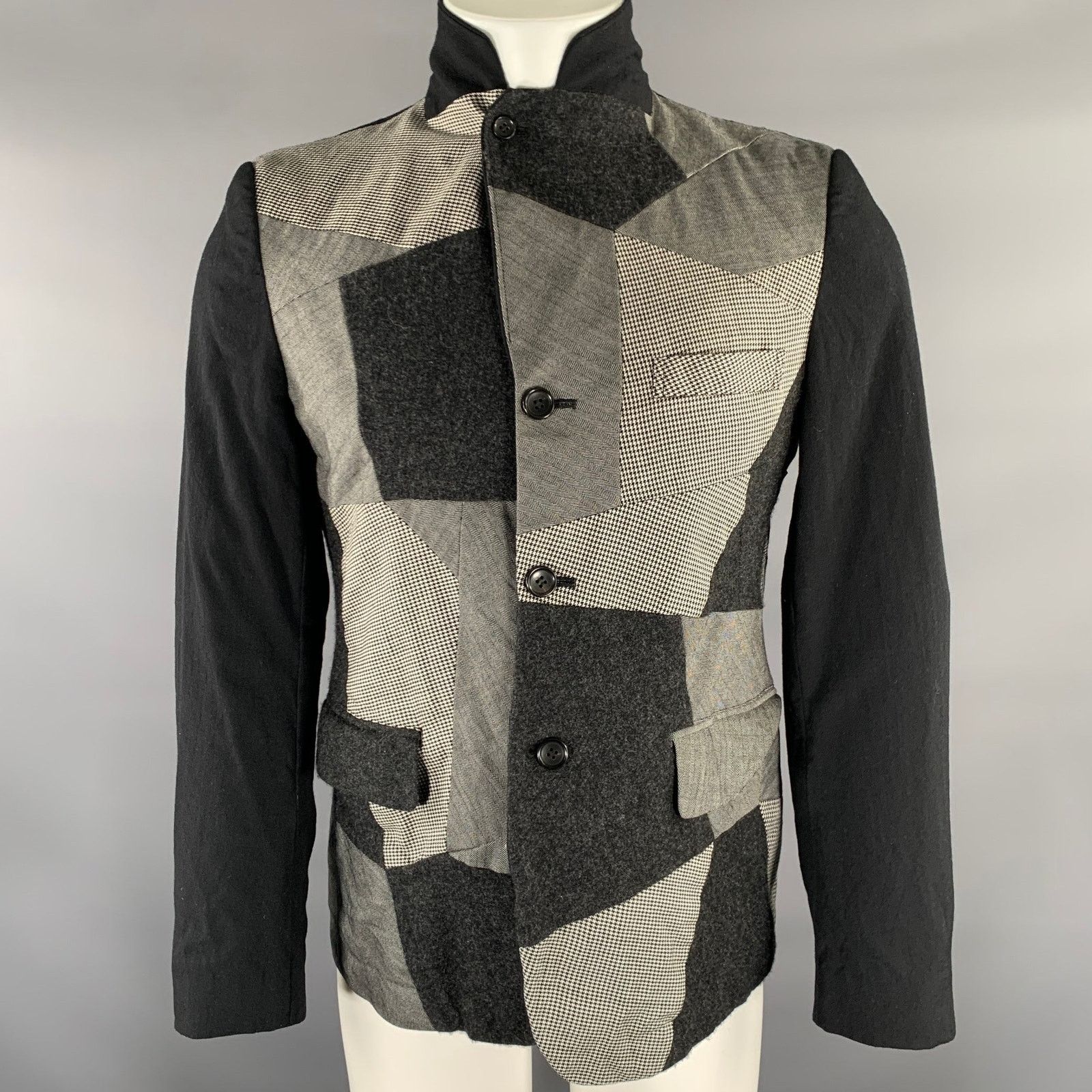 Comme des Garcons Black COMME des GARCONS BLACK Patchwork Sport Coat Size M Size 38R - 2 Thumbnail