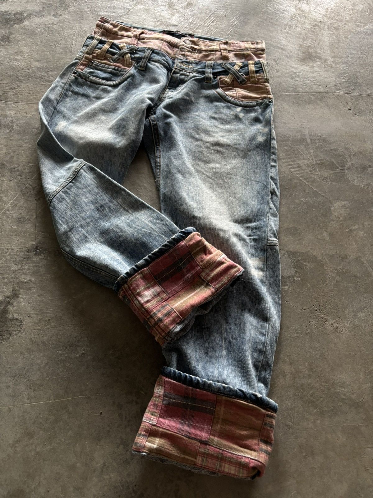 Hysteric Glamour DOUBLE WAIST dominate stone washed punk flannel layered rock Size US 32 / EU 48 - 19 Thumbnail