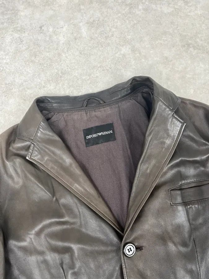 Emporio Armani FW2008 Emporio Armani Faded Brown Leather Blazer Jacket Size 44R - 4 Thumbnail