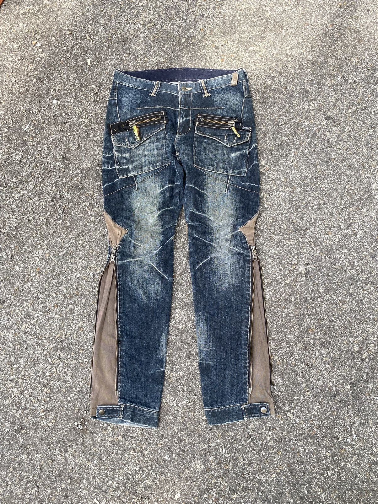 If Six Was Nine PPFM Bush Pant Jeans Hybrid Bondage Punk Style Denim Grunge Size US 31 - 1 Thumbnail