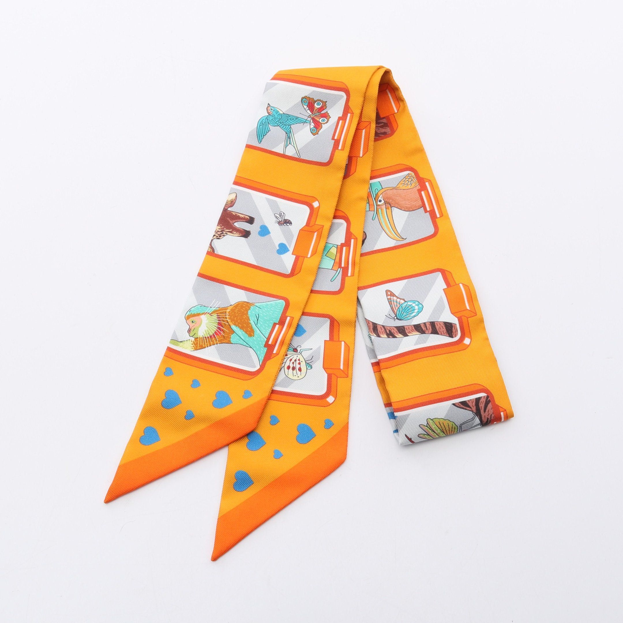 Hermes Hermes Twilly Hermes Story Ribbon Scarf Silk Orange Multicolor Size ONE SIZE - 1 Thumbnail