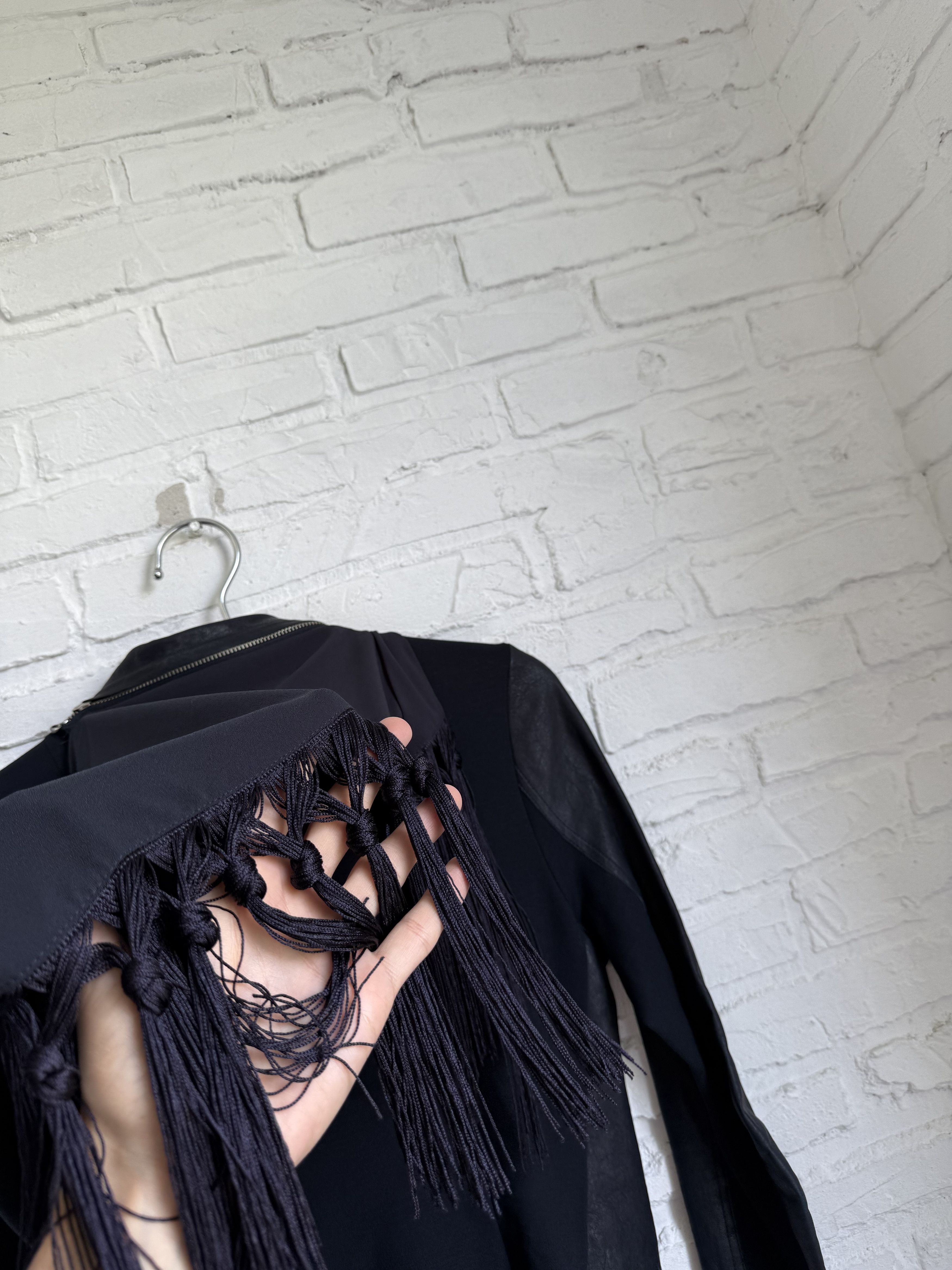 Patrizia Pepe Patrizia Pepe Leather Fringe Jacket Draped Asymmetric Size M / US 6-8 / IT 42-44 - 11 Thumbnail