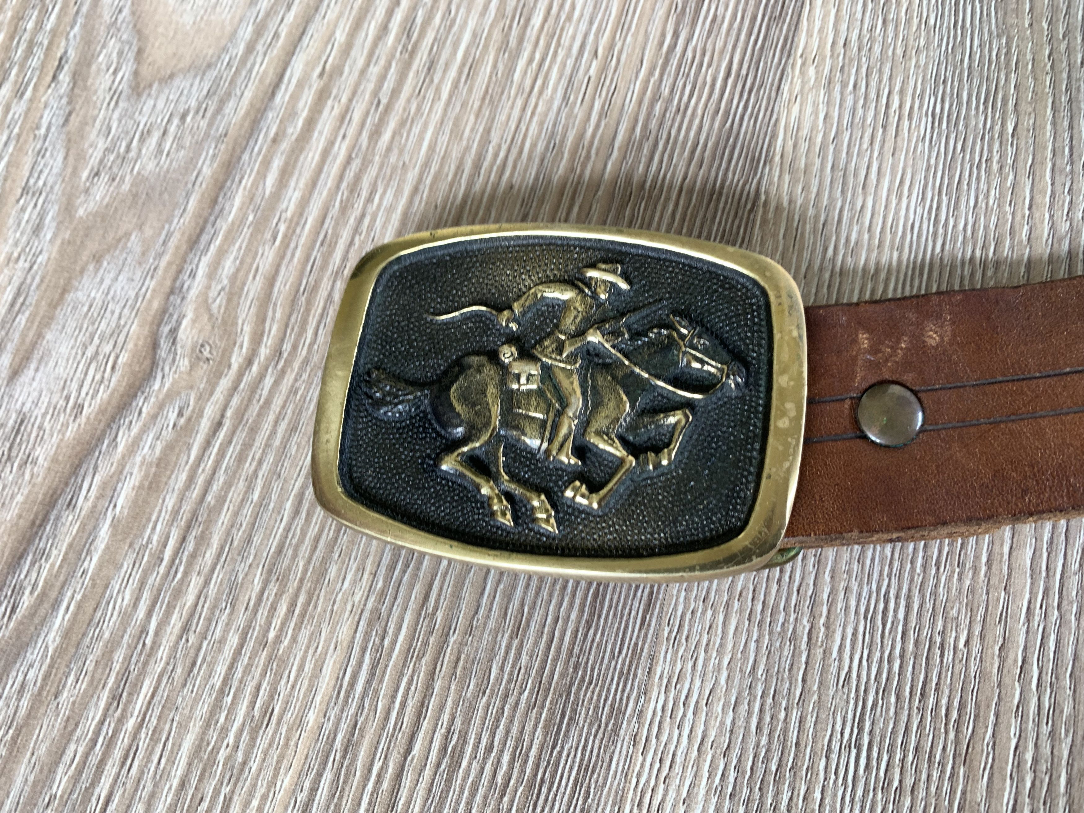 Vintage BTS Retro Embossed Western Cowboy Leather Belt Size ONE SIZE - 3 Thumbnail