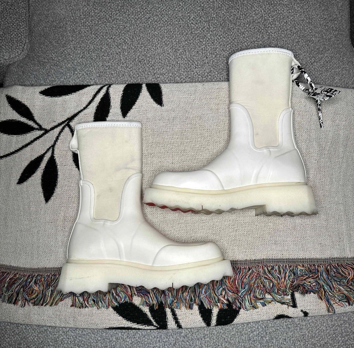 Off-White Off-White Wmns Logo Printed Rain Boot Ecru Size 36/6US Size US 6 / IT 36 - 4 Thumbnail
