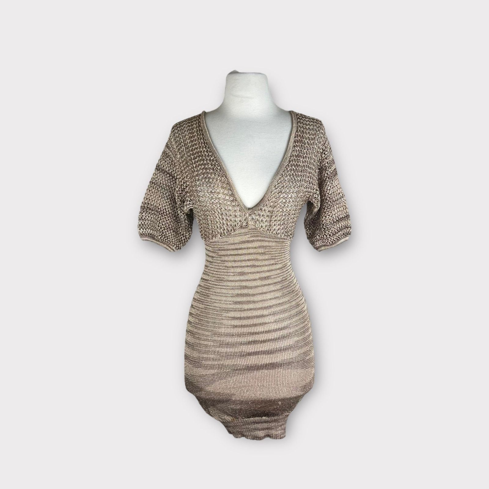 Bebe Bebe | Vintage Y2K Shimmery crochet Body-con Mini Dress | XS Size XS / US 0-2 / IT 36-38 - 7 Thumbnail