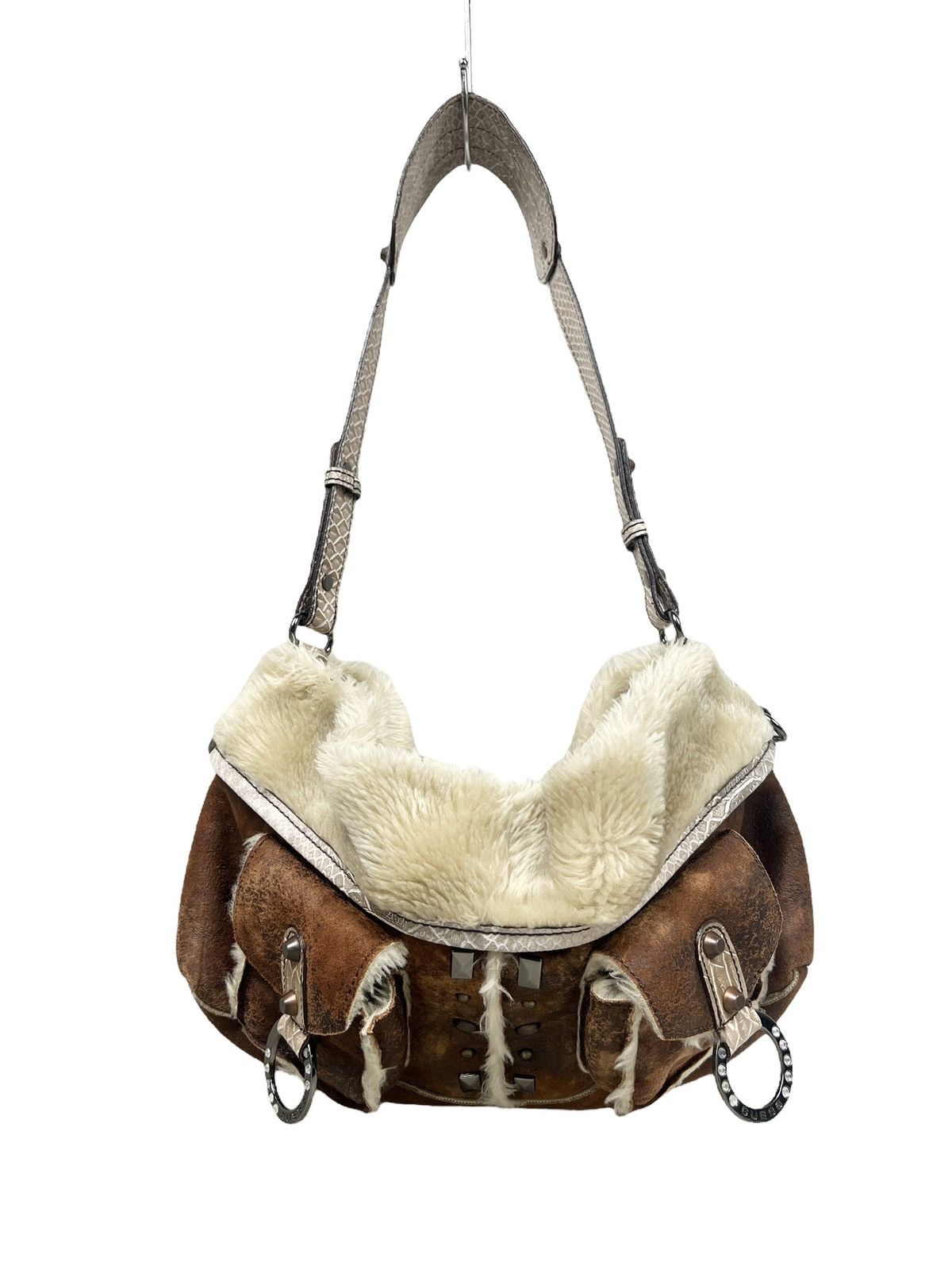 Guess Y2K Guess Vegan Leather Faux Fur Shoulder Bag Size ONE SIZE - 17 Thumbnail