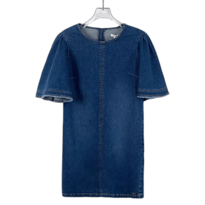 Chloe Blue Cotton Short Sleeve Denim Dress Size 22" - 1 Thumbnail