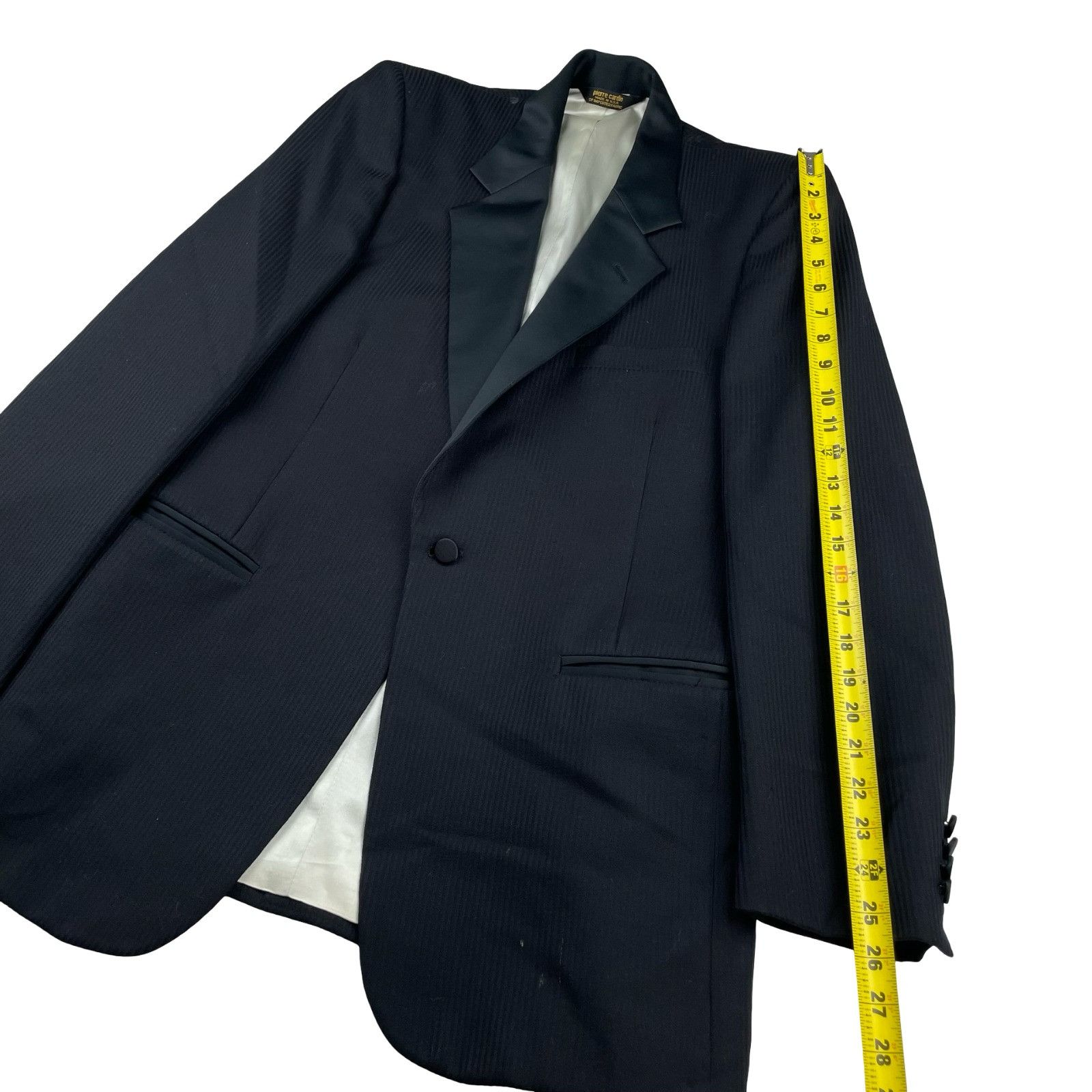 Pierre Cardin VTG Pierre Cardin Men's 100% Wool Tuxedo Jacket Black Shadow Size 40L - 12 Thumbnail