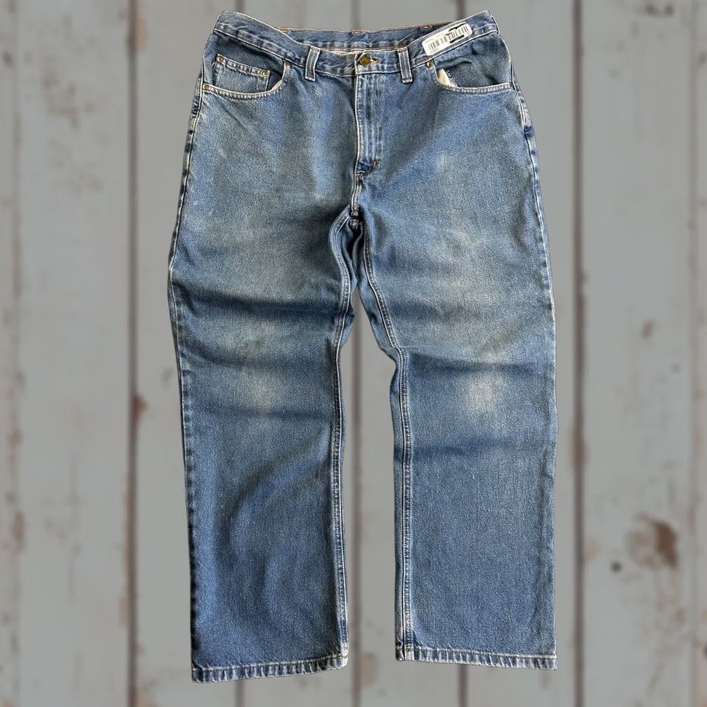 Carhartt VINTAGE Carhartt Jeans Relaxed Fit 38x30 Blue Denim 5-Pocket Distressed Grunge 90s y2k Mens Jeans Size US 40 / EU 56 - 1 Thumbnail