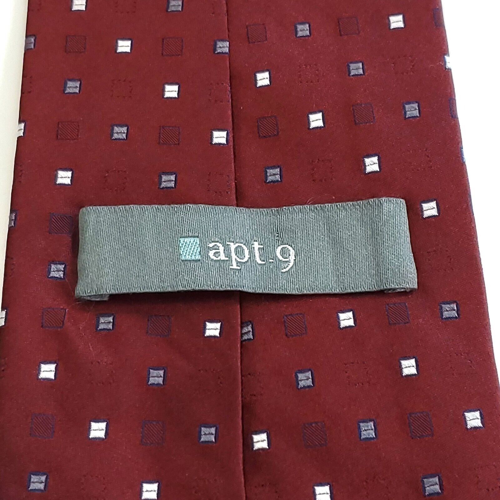 Apt. 9 Apt. 9 Silk Tie Red Burgundy Woven Geometric Gray White Size ONE SIZE - 3 Thumbnail