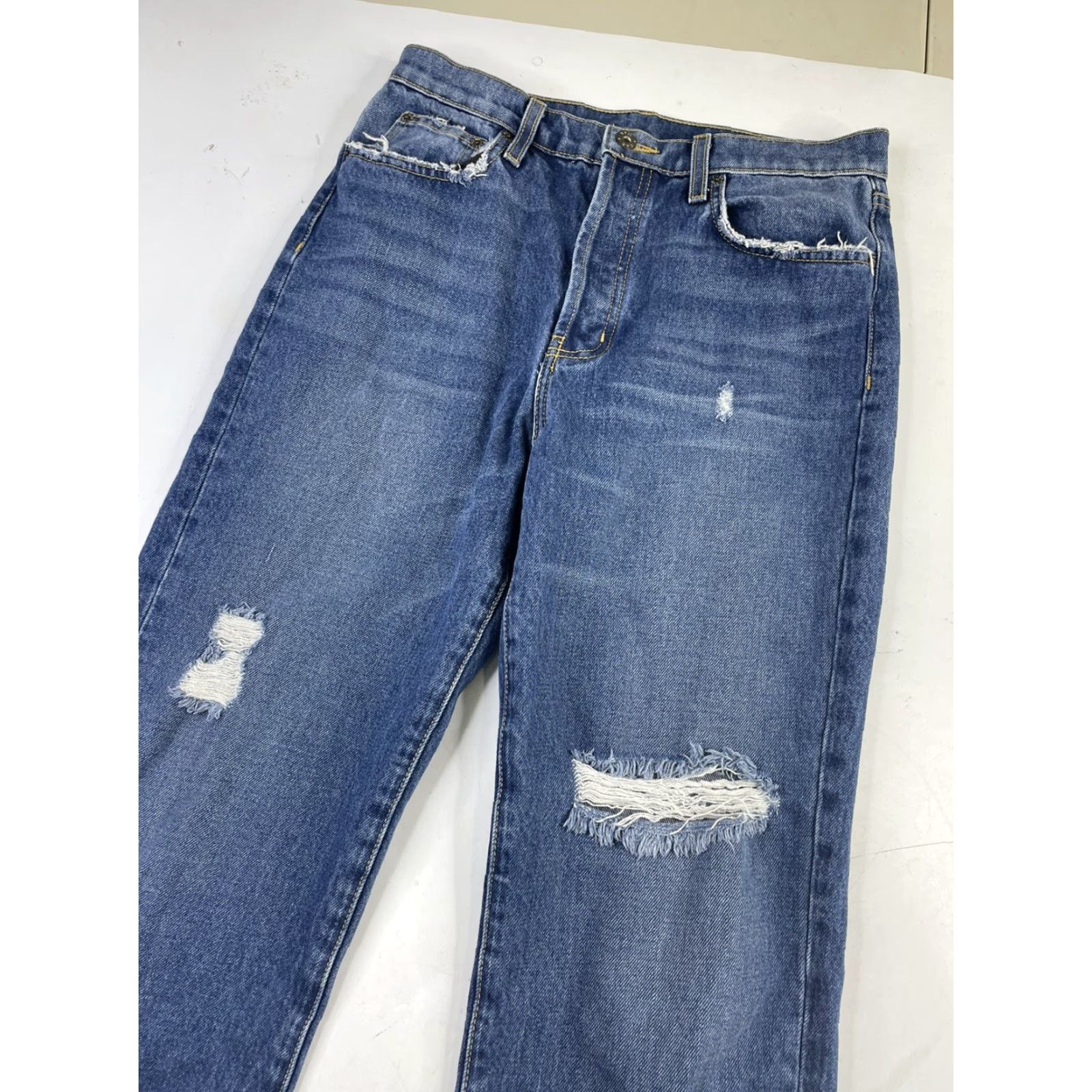 Vintage Camar Jeans Womens Size 27 Blue Straight Distressed Jeans Frayed Hem Pants Size 27" / US 4 / IT 40 - 2 Thumbnail