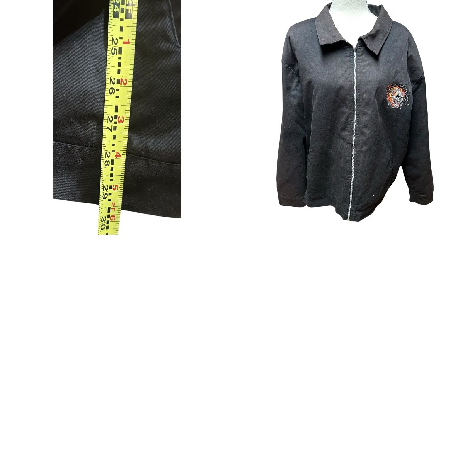 Vintage Hot Leathers Men's Polyester Motorcycle Jacket Burning Skull Size 3XL Black Size US XXL / EU 58 / 5 - 10 Thumbnail