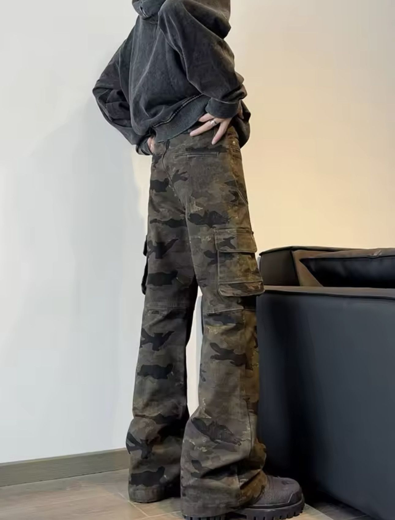 Jean Cyber Y2K Streetwear Camouflage Slim Flare Jeans Pants Size US 34 / EU 50 - 2 Thumbnail