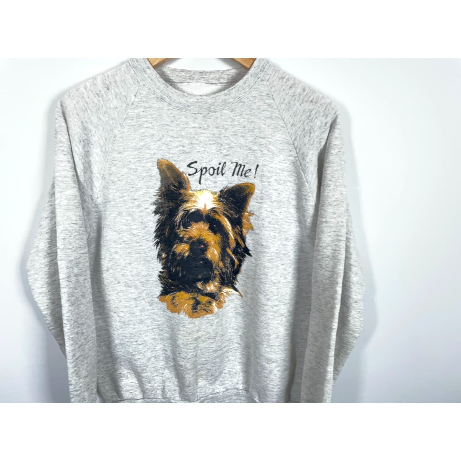 Vintage VINTAGE Yorkshire Terrier Spoil Sweatshirt Shirt Womens Adult Medium Heather Gray Raglan Sleeves 80s Dog Size M / US 6-8 / IT 42-44 - 4 Thumbnail