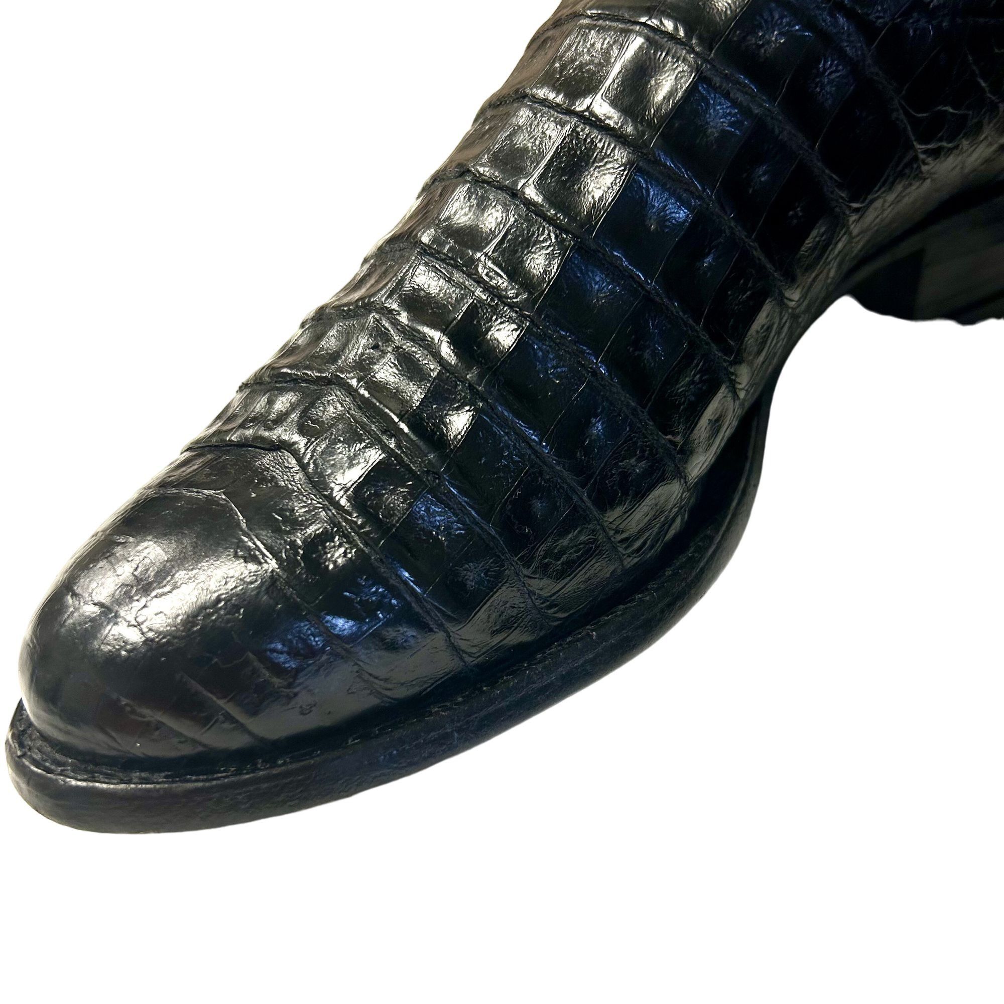 Tony Lama Vtg Tony Lama Black EXOTIC Leather Cowboy Western Boots Size US 9.5 / EU 42-43 - 14 Thumbnail