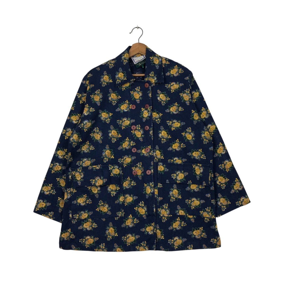 45rpm 📌Vintage Chore Jacket Button Floral Design Barakura English Size M / US 6-8 / IT 42-44 - 2 Thumbnail