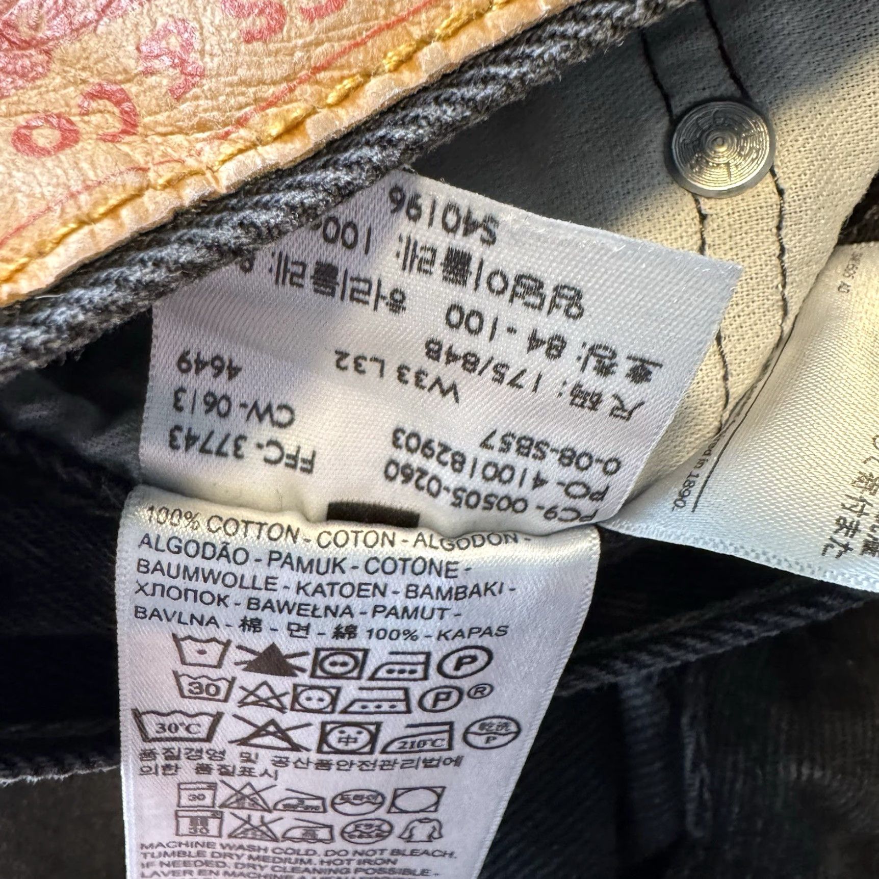 Levi's Levi's 505 Jeans Mens 33x32 Black Denim Mid Rise Regular Fit Jeans Size US 33 - 5 Thumbnail