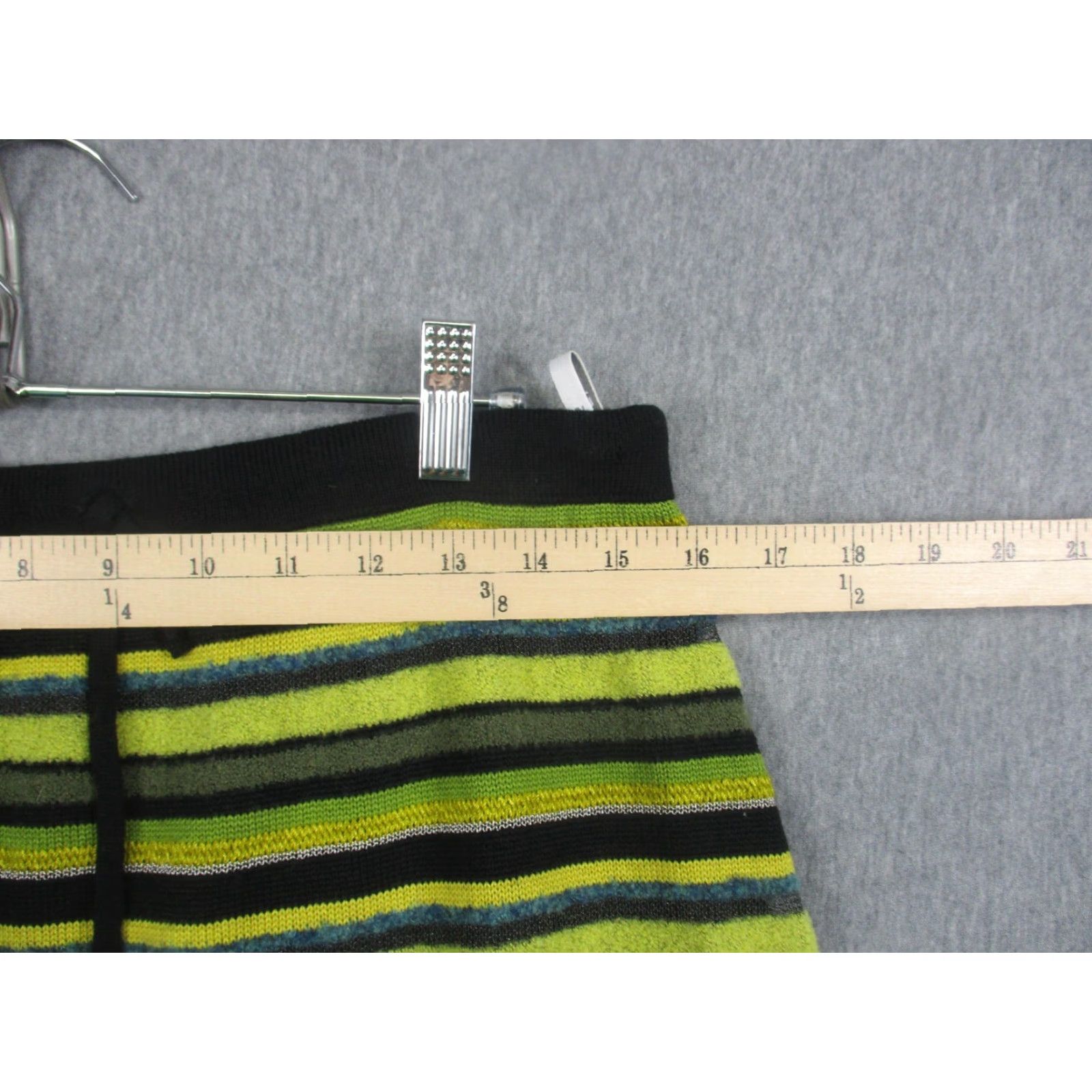 Vintage VINTAGE Questa Donna Skirt Womens 42 Green Striped Merino Wool Blend Knit Maxi Lined Size 28" / US 6 / IT 42 - 2 Thumbnail