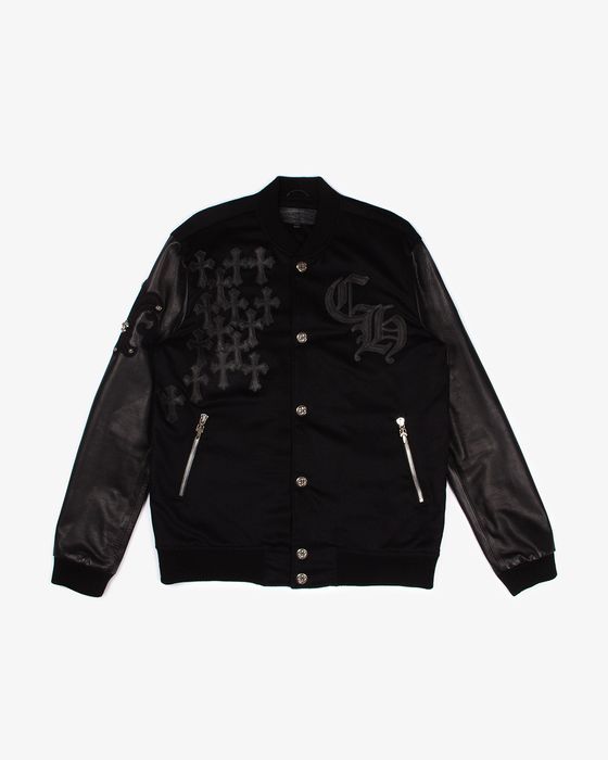 Chrome Hearts Chrome Hearts Cross Patch Leather Varsity Jacket 