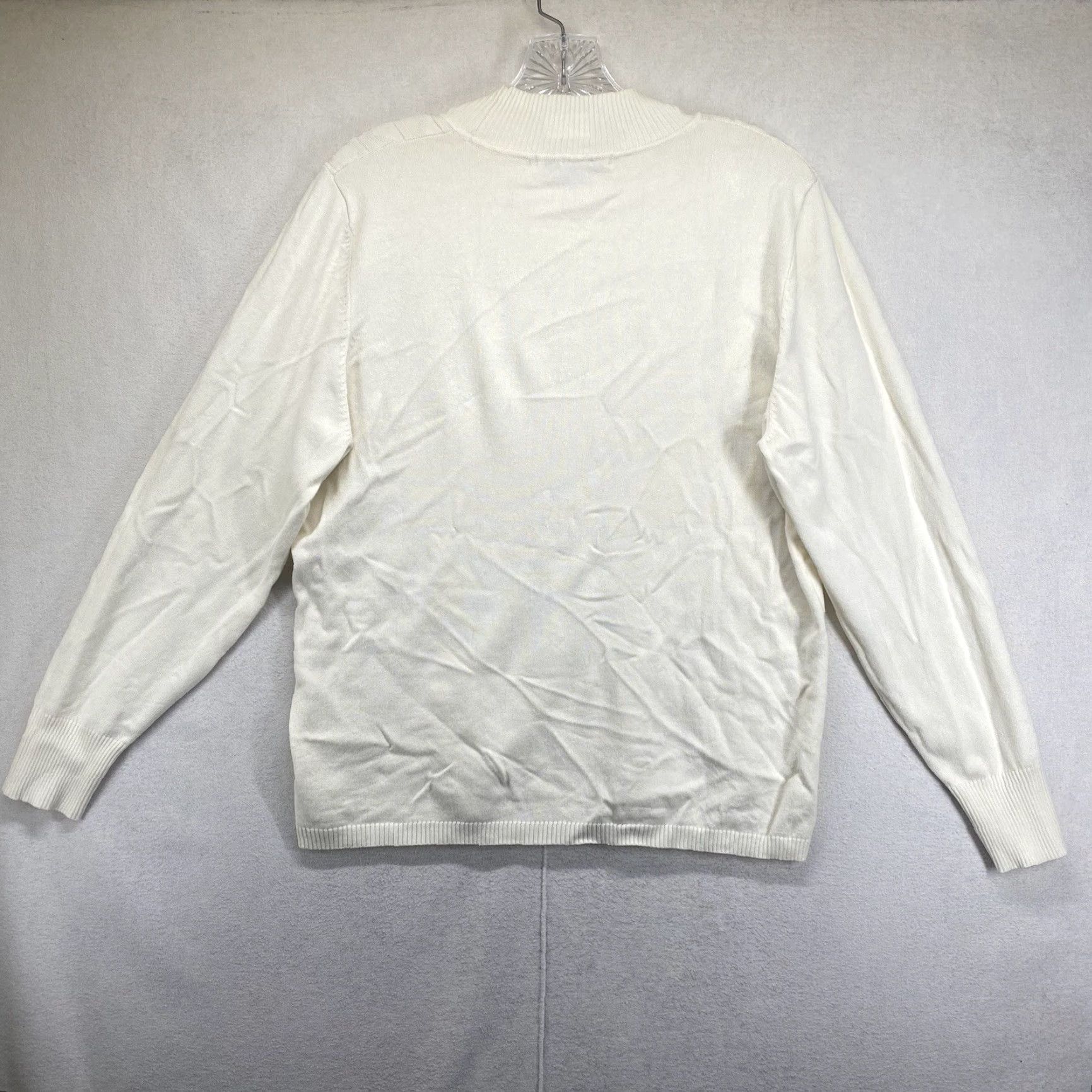Vintage Allison Daley Women's Long Sleeve Cable Knit Top Petite White Lightweight Casual Party Pullover Size L / US 10 / IT 46 - 2 Thumbnail
