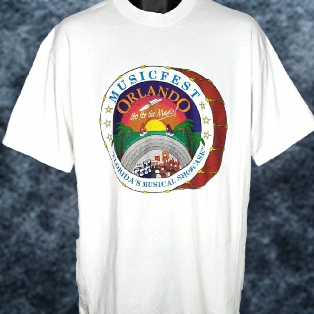 Hanes VINTAGE Orlando MusicFest T Shirt Mens Large White 80s Space Shuttle USA Hanes Graphic Tee Mens White 80s Space Shuttle Launch 50/50 Made In USA Large Size US L / EU 52-54 / 3 - 1 Thumbnail
