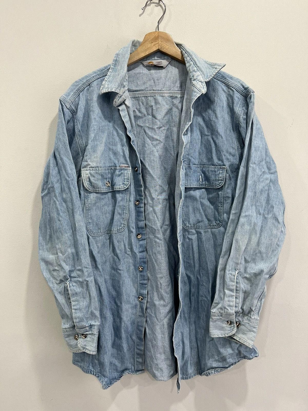 Vintage Vintage 90s Carhartt Button Up Shirt denim Size US L / EU 52-54 / 3 - 1 Thumbnail