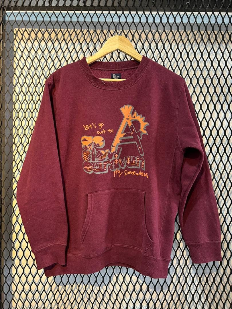 image of Go Slow Caravan Sweatshirt Maroon in Red, Men's (Size Medium)