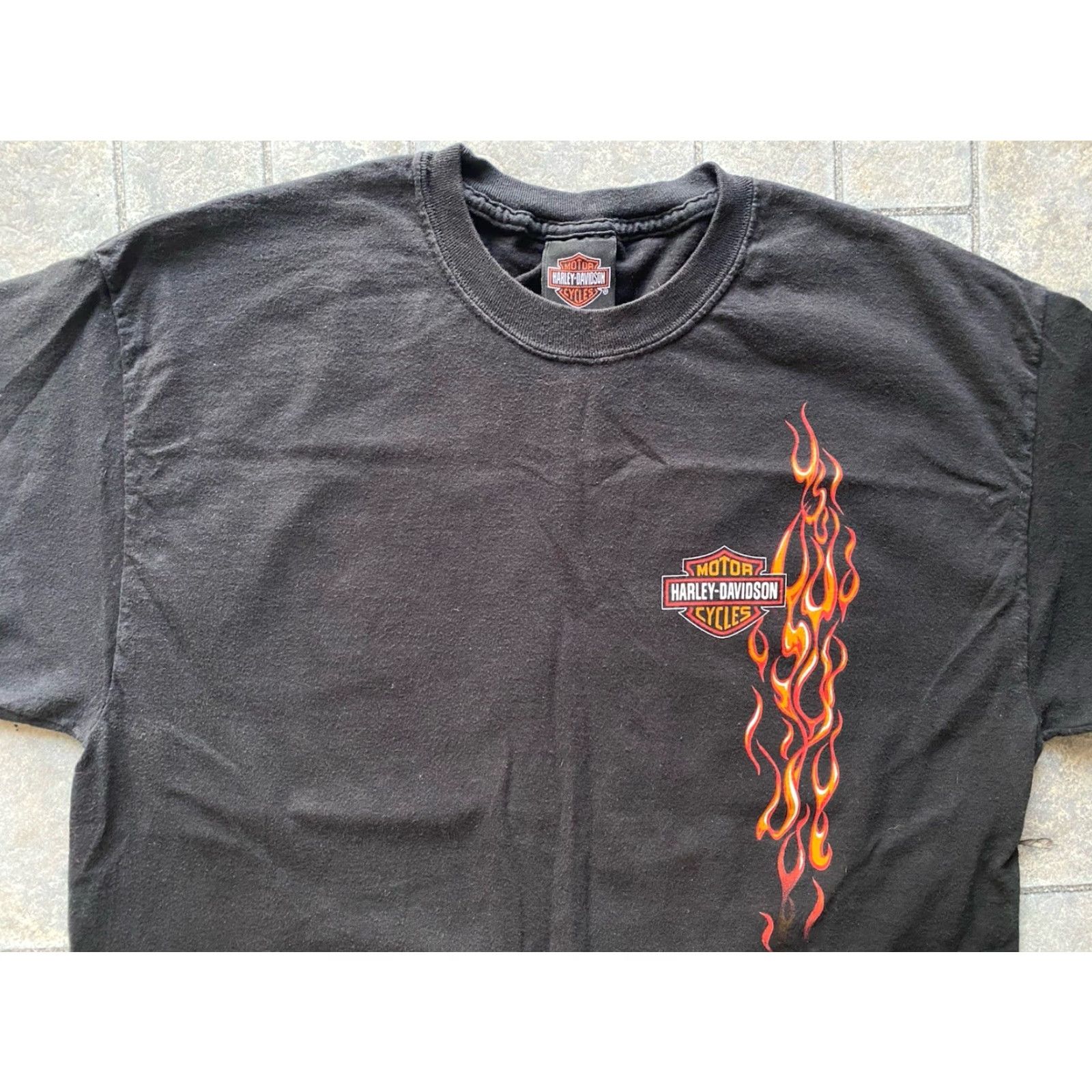Harley Davidson Harley-Davidson T Shirt Mens Large Flames Eagles Maui Hawaii Short Sleeve Logo Black Kn Moto Hawaiian Size US L / EU 52-54 / 3 - 5 Thumbnail