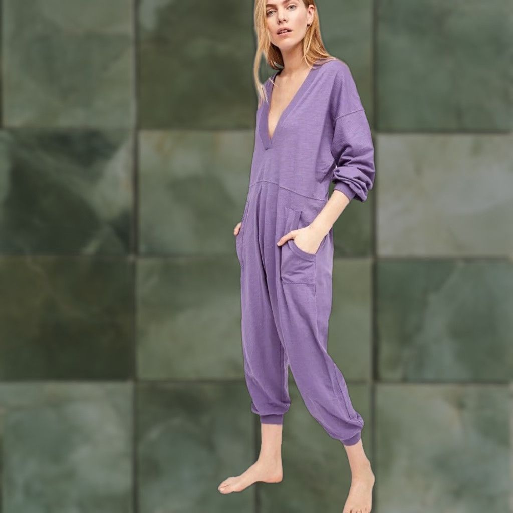 Free People FREE PEOPLE Oversized Jumpsuit Purple Size Medium Womens Size 32" / US 10 / IT 46 - 1 Thumbnail