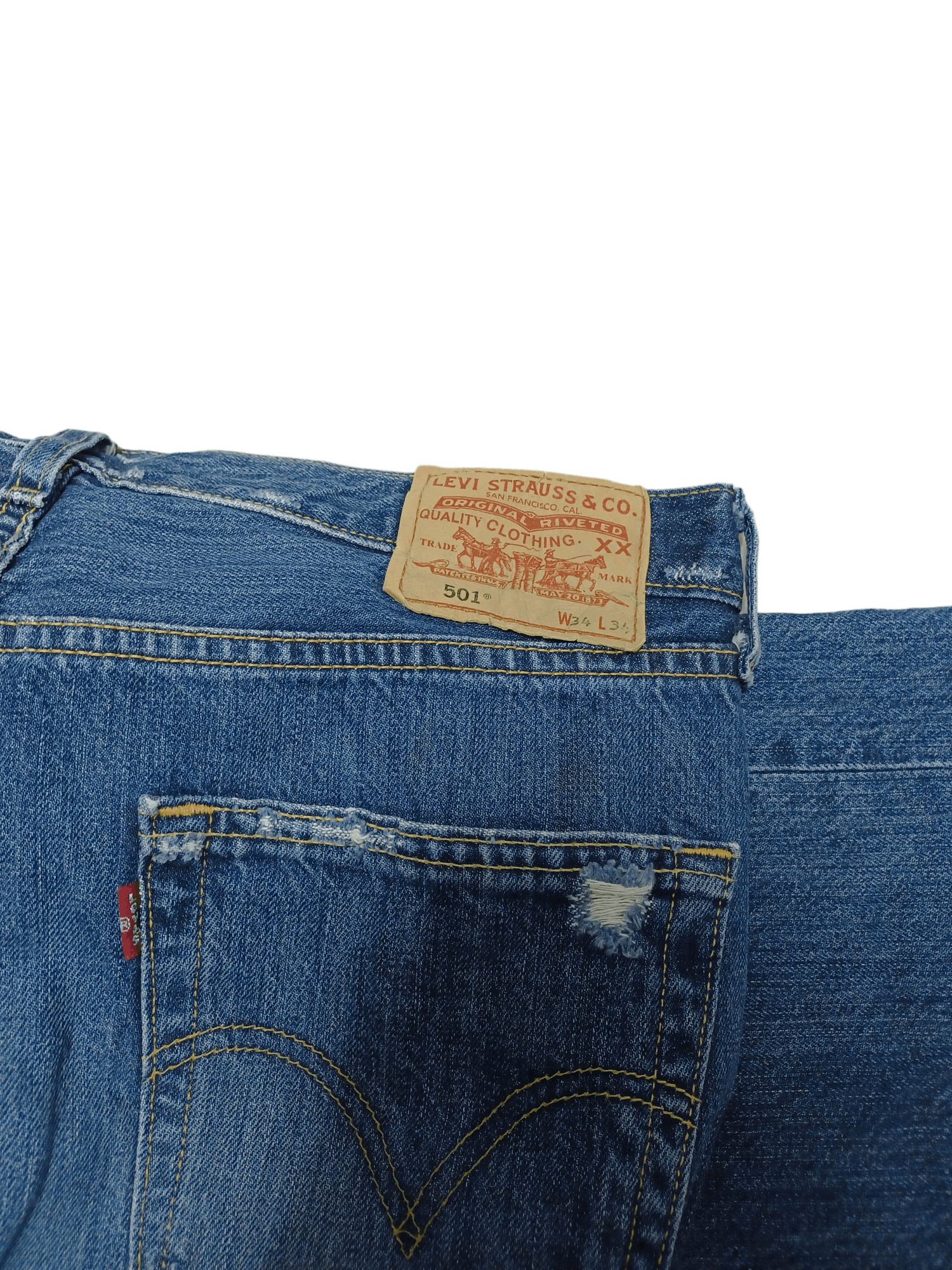 Levi's Vintage Clothing FANTASTIC VINTAGE LEVIS 501 DISTRESSED W34 L34 JEANS DENIM Size US 34 / EU 50 - 5 Thumbnail