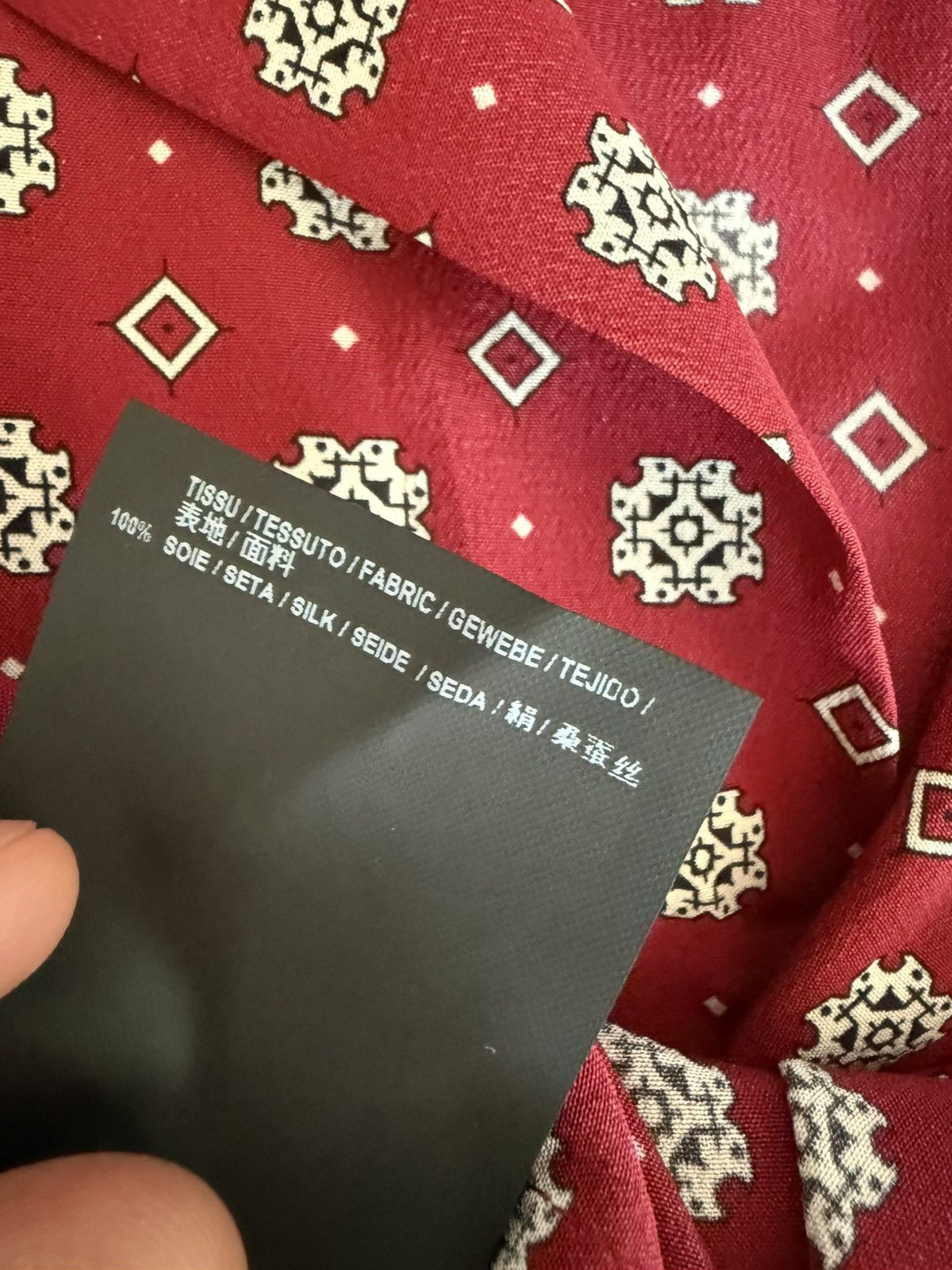 Saint Laurent Paris Saint Laurent Diamond Print Shark Collar Silk Shirt Size US M / EU 48-50 / 2 - 11 Thumbnail