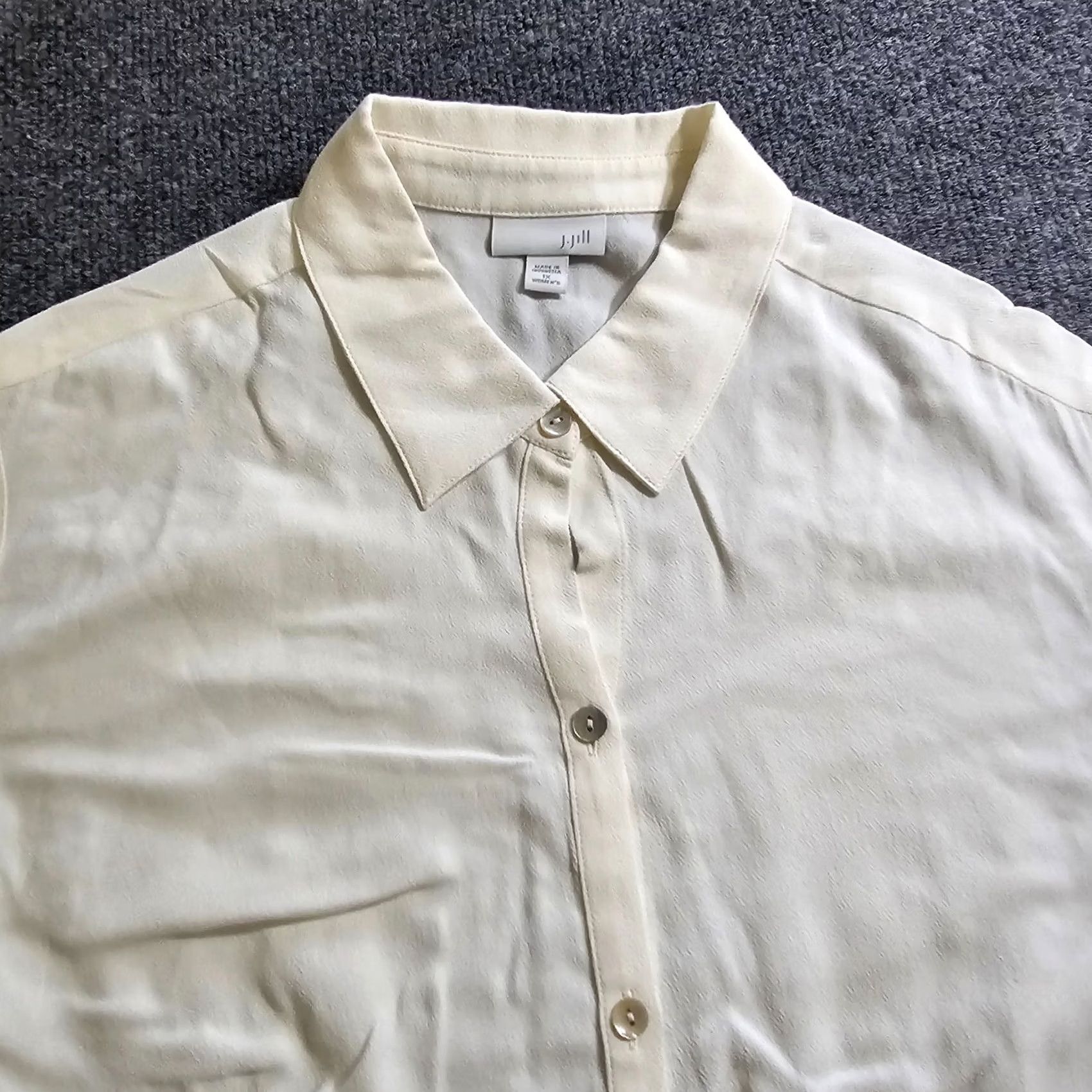 J. Jill J. Jill Top Womens 1X White Button Long Sleeve Casual Minimal Shirt Blouse Capsule Career Classic Size XL / US 12-14 / IT 48-50 - 2 Thumbnail