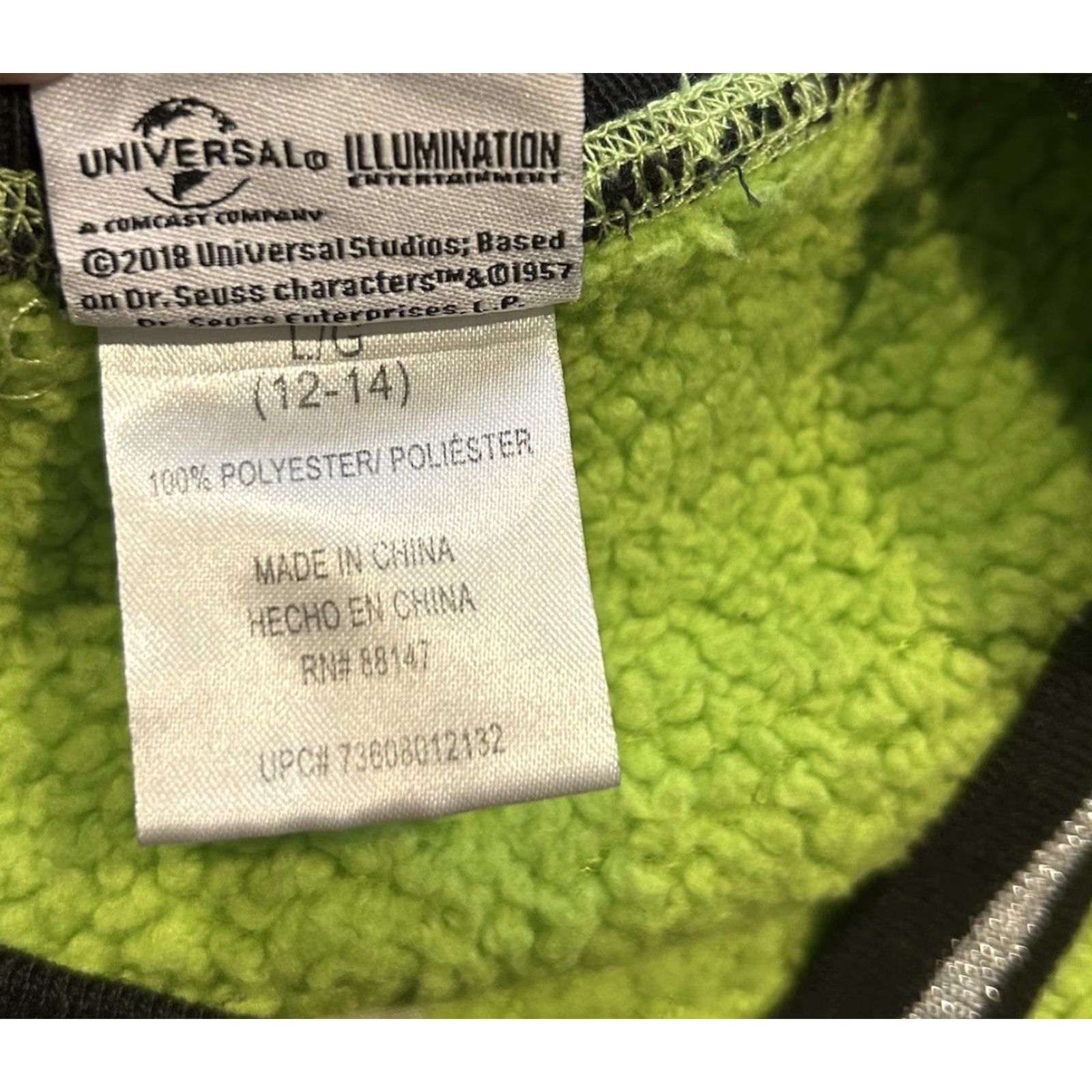 Vintage Sherpa The Grinch Dr Seuss Embroidered Fleece Christmas Sweater Pullover Large Green Unisex Adults Size L / US 10 / IT 46 - 6 Thumbnail