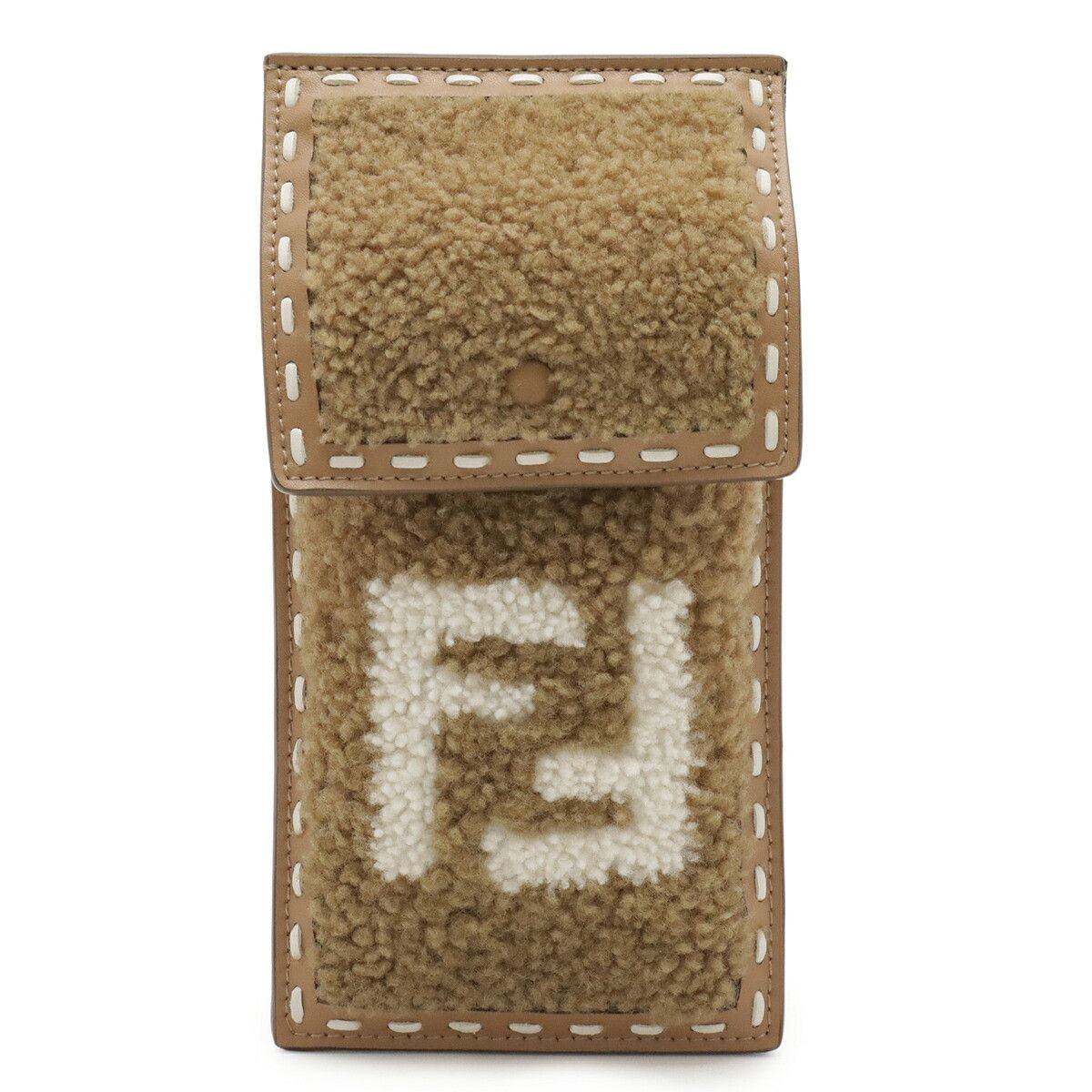 Fendi Fendi Fendi FF Logo Shearling Phone Pouch Leather Phonecase 7AS047 DUTY FREE for USA Size ONE SIZE - 1 Thumbnail