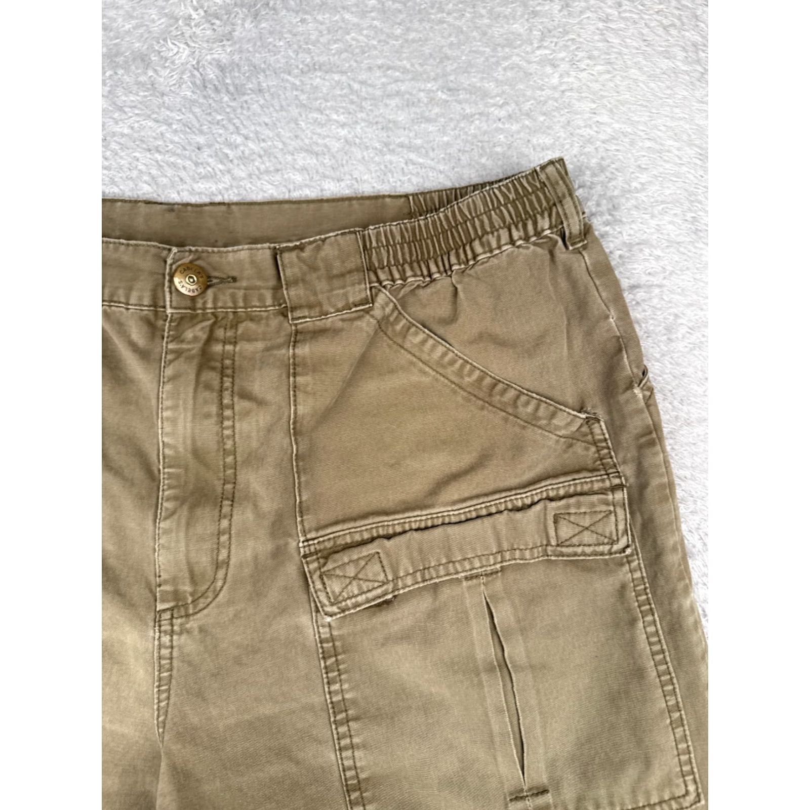 Vintage Cabela's Cargo Shorts Men 38 Beige 100% Cotton Duck Canvas Hiking Camping 38x9 Regular Inseam Beige Logo Pockets Mens Size US 38 / EU 54 - 5 Thumbnail