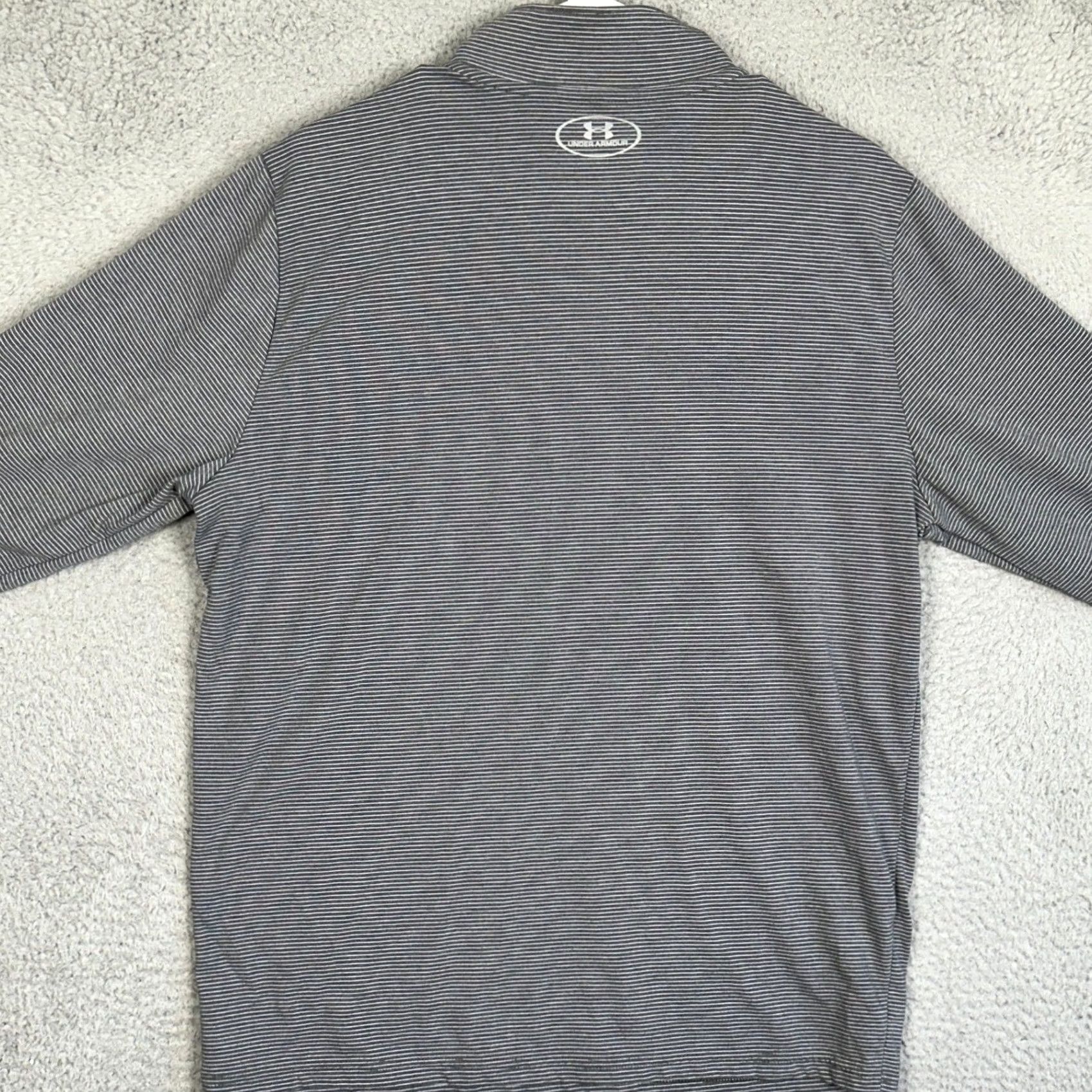 Under Armour Under Armour Shirt Mens Large Grey HeatGear Fitted Striped Quarter Zip Pullover Size US L / EU 52-54 / 3 - 3 Thumbnail