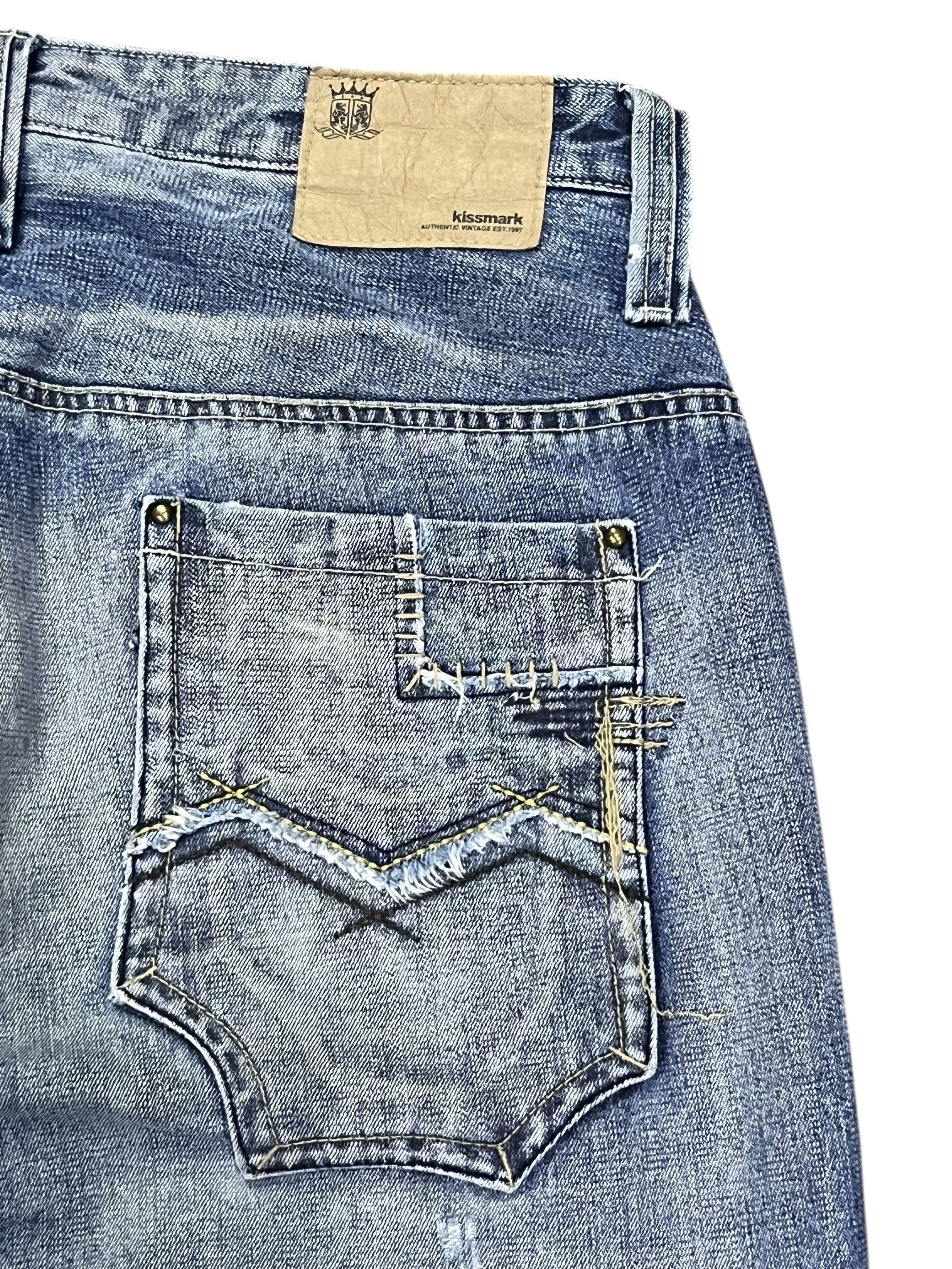 KISS 💋KISSMARK JAPAN Sick Design Half Double Waist Denim Jeans Size US 31 - 10 Thumbnail