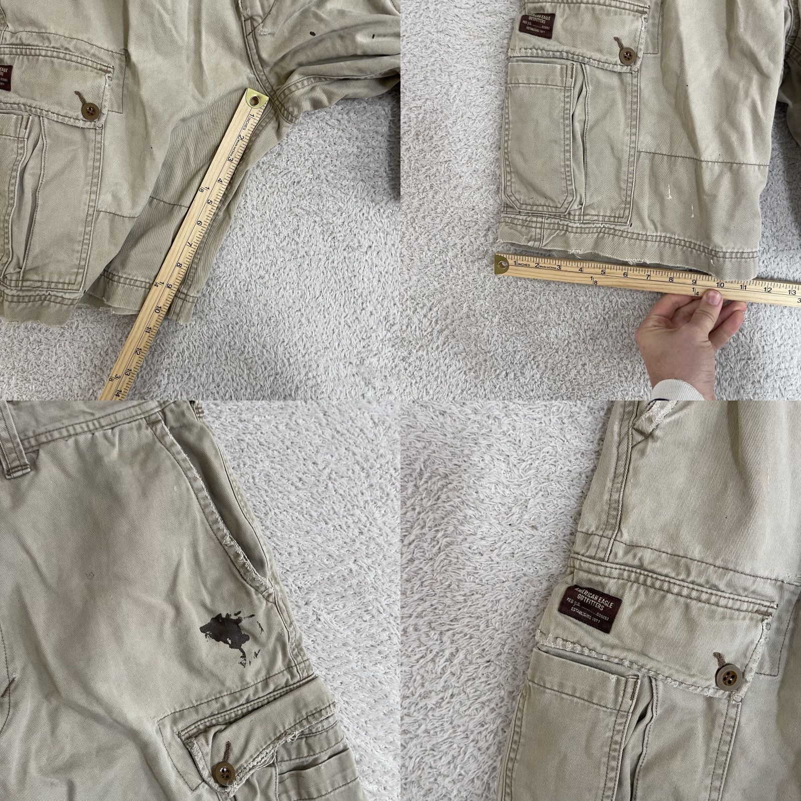 American Eagle Outfitters American Eagle Shorts Mens 31 Beige Tan Cargo Utility Skate Y2K Grunge Baggy Size US 36 / EU 52 - 8 Thumbnail