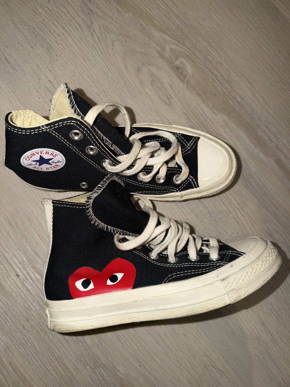 Comme des Garcons PLAY × Converse Converse Large Emblem High Top Canvas Sneakers Size US 6 / IT 36 - 3 Thumbnail