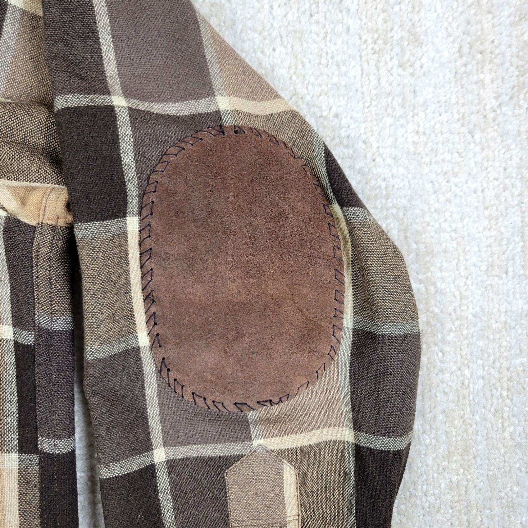 Pendleton VINTAGE Pendleton Board Shirt Adult L Multicolor Tartan Plaid Wool Button-Up Long Sleeve USA Mens Leather Elbow Patch Size US L / EU 52-54 / 3 - 7 Thumbnail