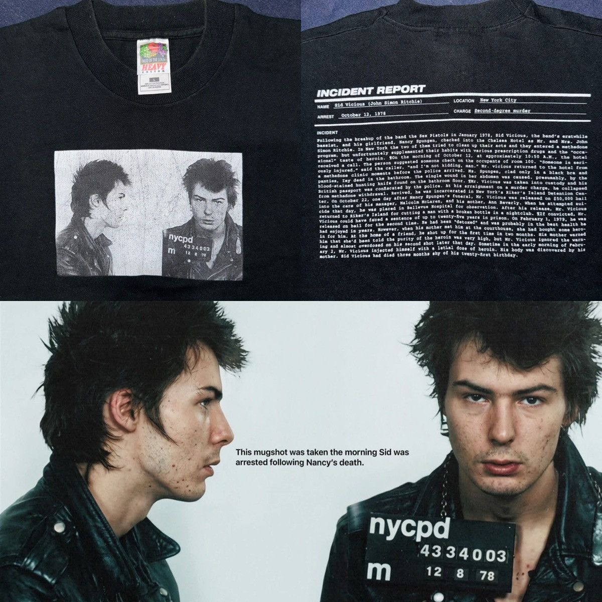 Band Tees Vintage 90S SID VICIOUS T-Shirt Size US L / EU 52-54 / 3 - 1 Thumbnail