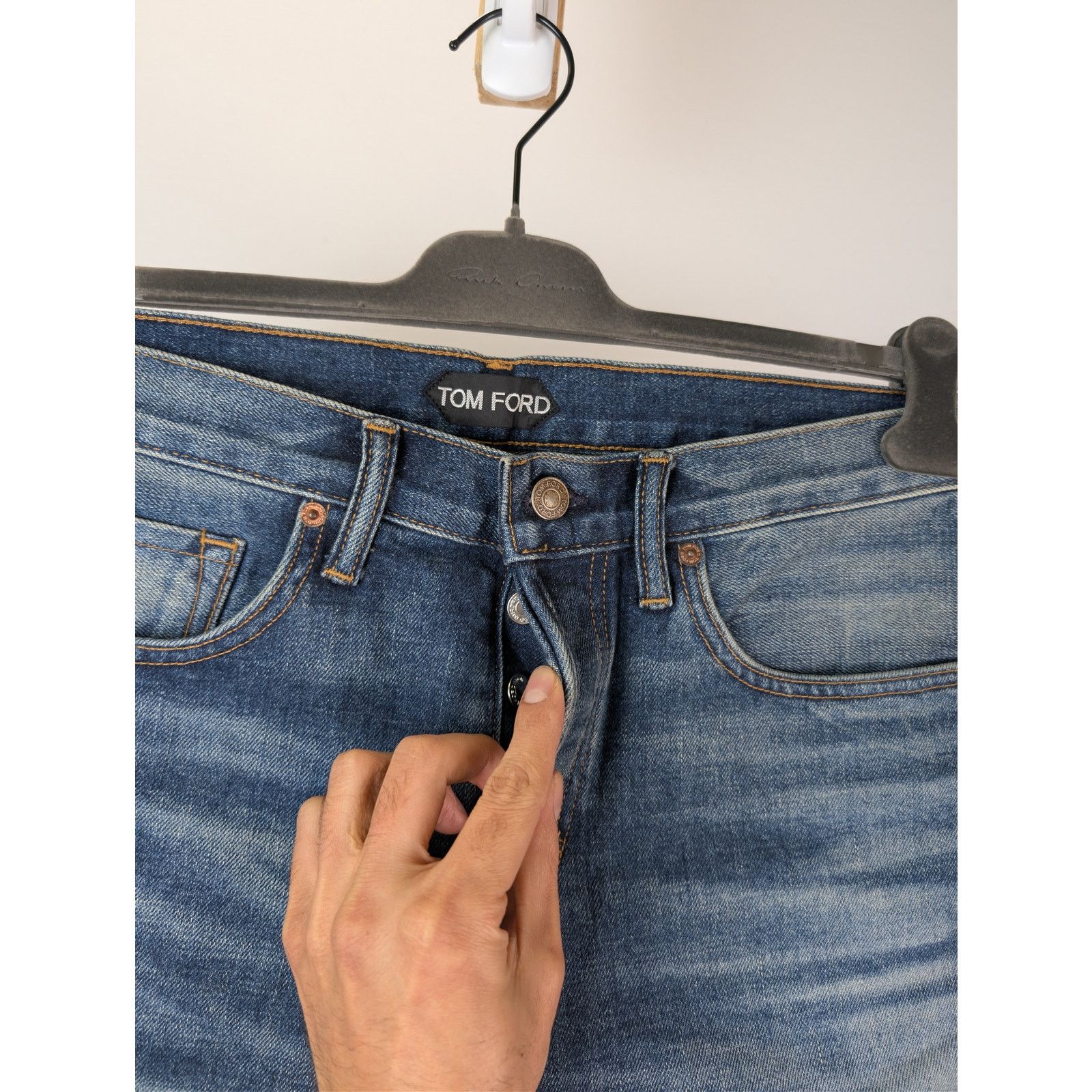 Tom Ford o1rshd1 Slim Fit Denim Jeans in Washed Dark Indigo Size US 32 / EU 48 - 7 Thumbnail