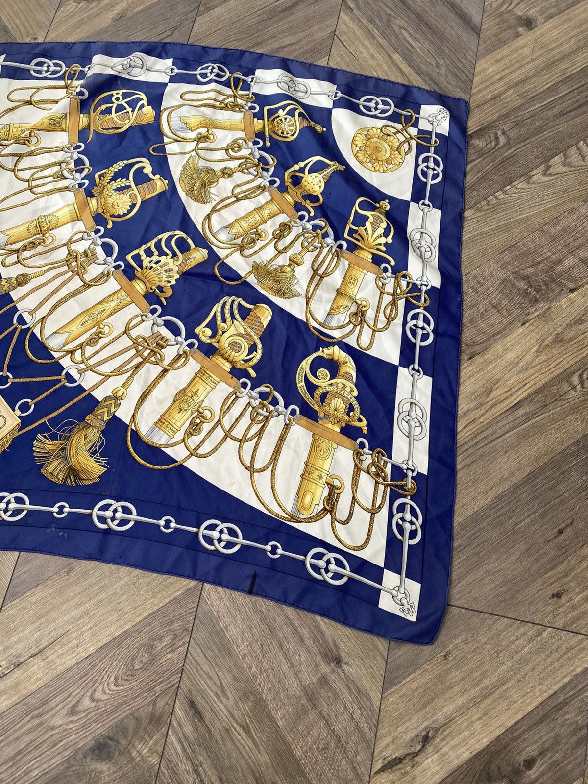 Hermes Vintage HERMES Carre 90 Cliquetis Scarf Blue Size ONE SIZE - 3 Thumbnail
