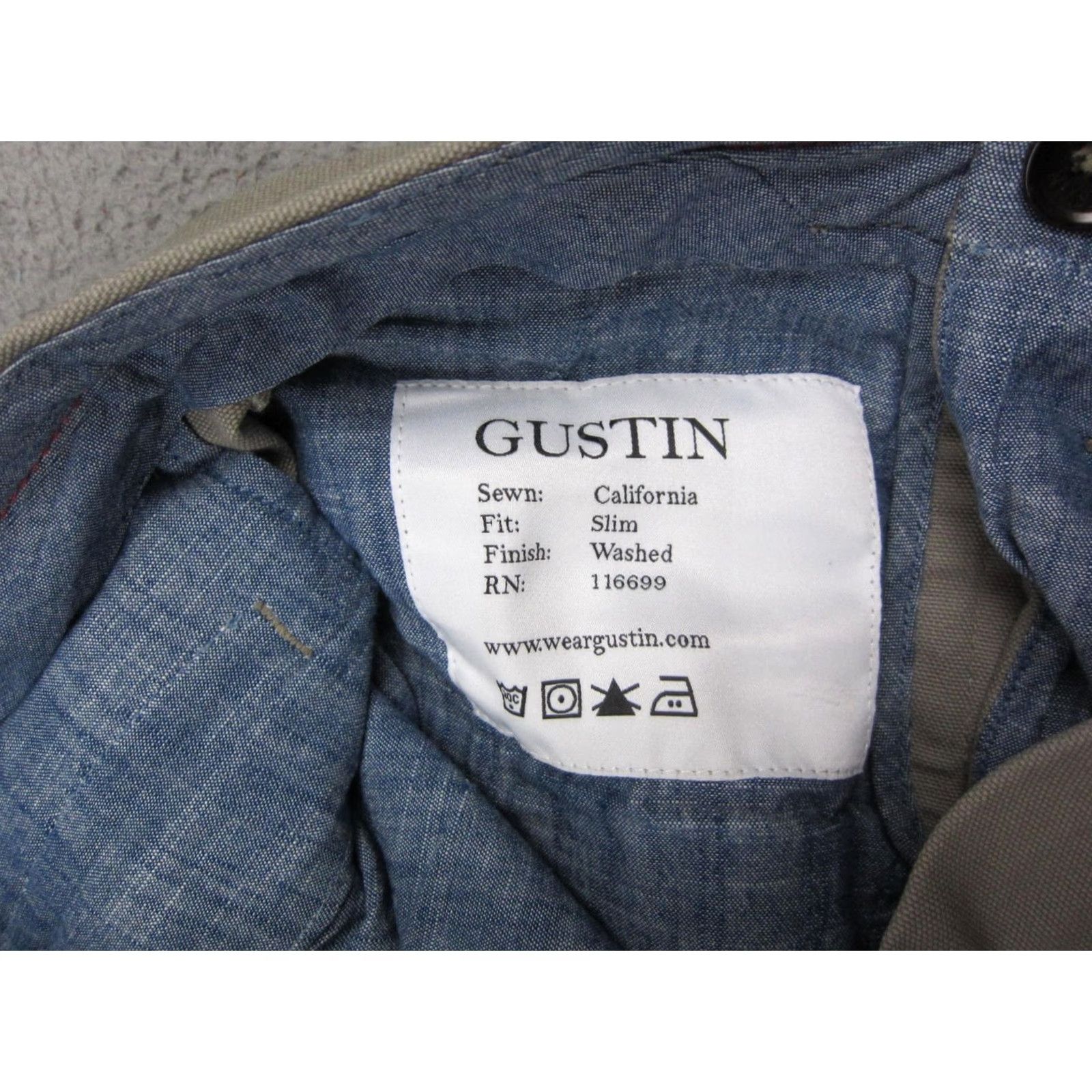 Gustin Gustin Pants Mens 31 Beige Slim Fit Chino Straight Wool Cotton Button Fly USA Made Pants Mens 31 Beige Slim Chino Straight Button Fly USA Made Size US 31 - 6 Thumbnail