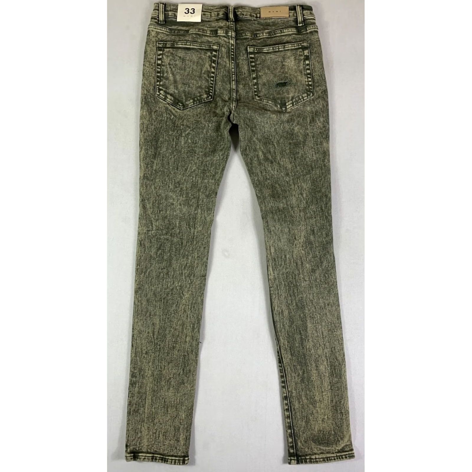 MNML MNML X369 Stretch Skinny Denim Jeans Mens 33x33 Green Olive Acid Wash Size US 33 - 7 Thumbnail