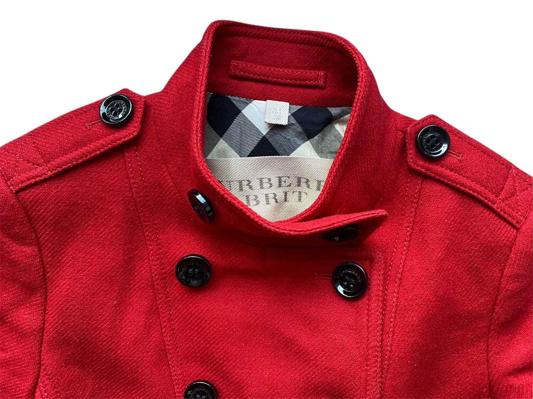 Burberry Burberry Brit Women Wool Red Peacoat Buttons Size S / US 4 / IT 40 - 4 Thumbnail