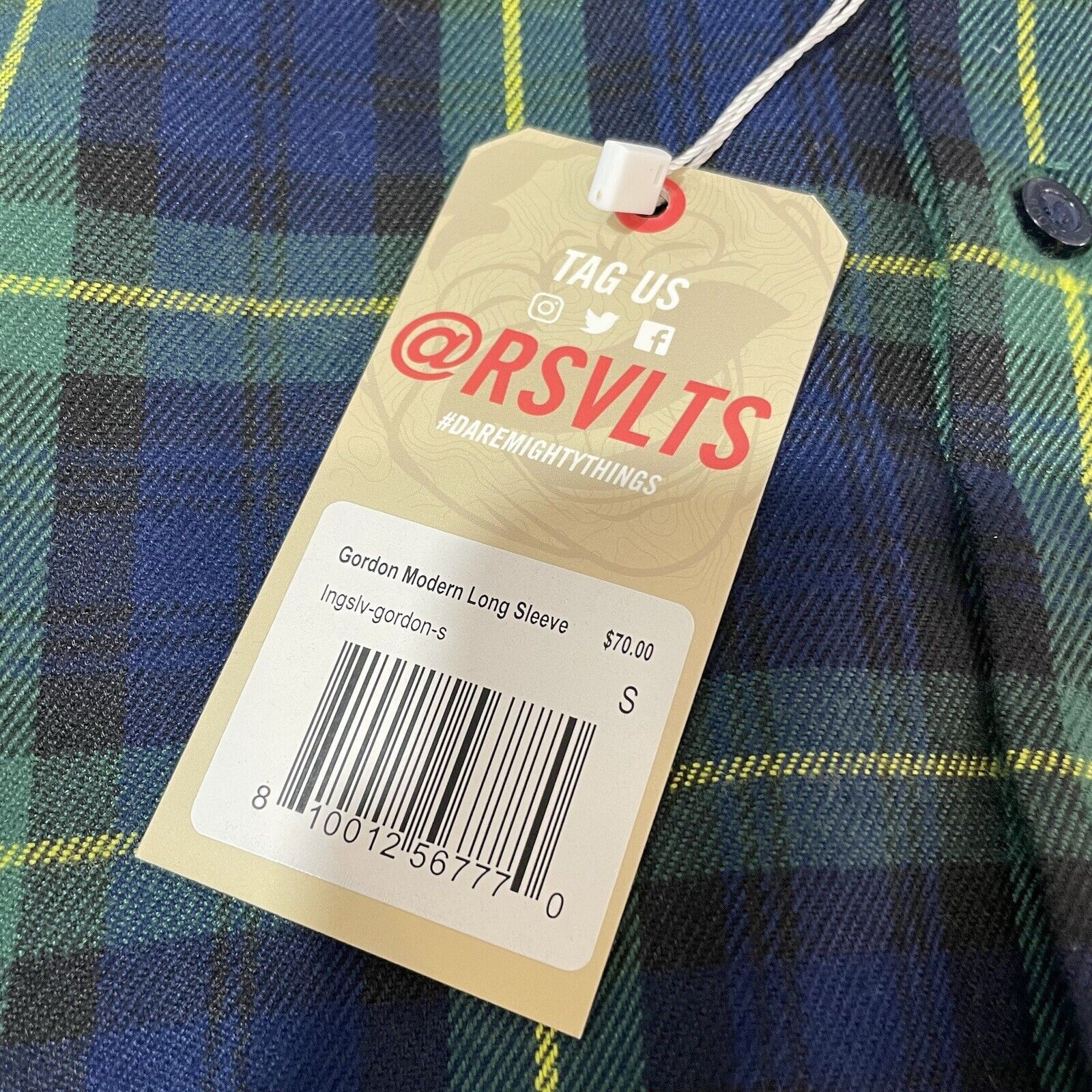 RVLT RSVLTS Men’s Gordon Modern Flannel Small Plaid Button Shirt Size US S / EU 44-46 / 1 - 2 Thumbnail