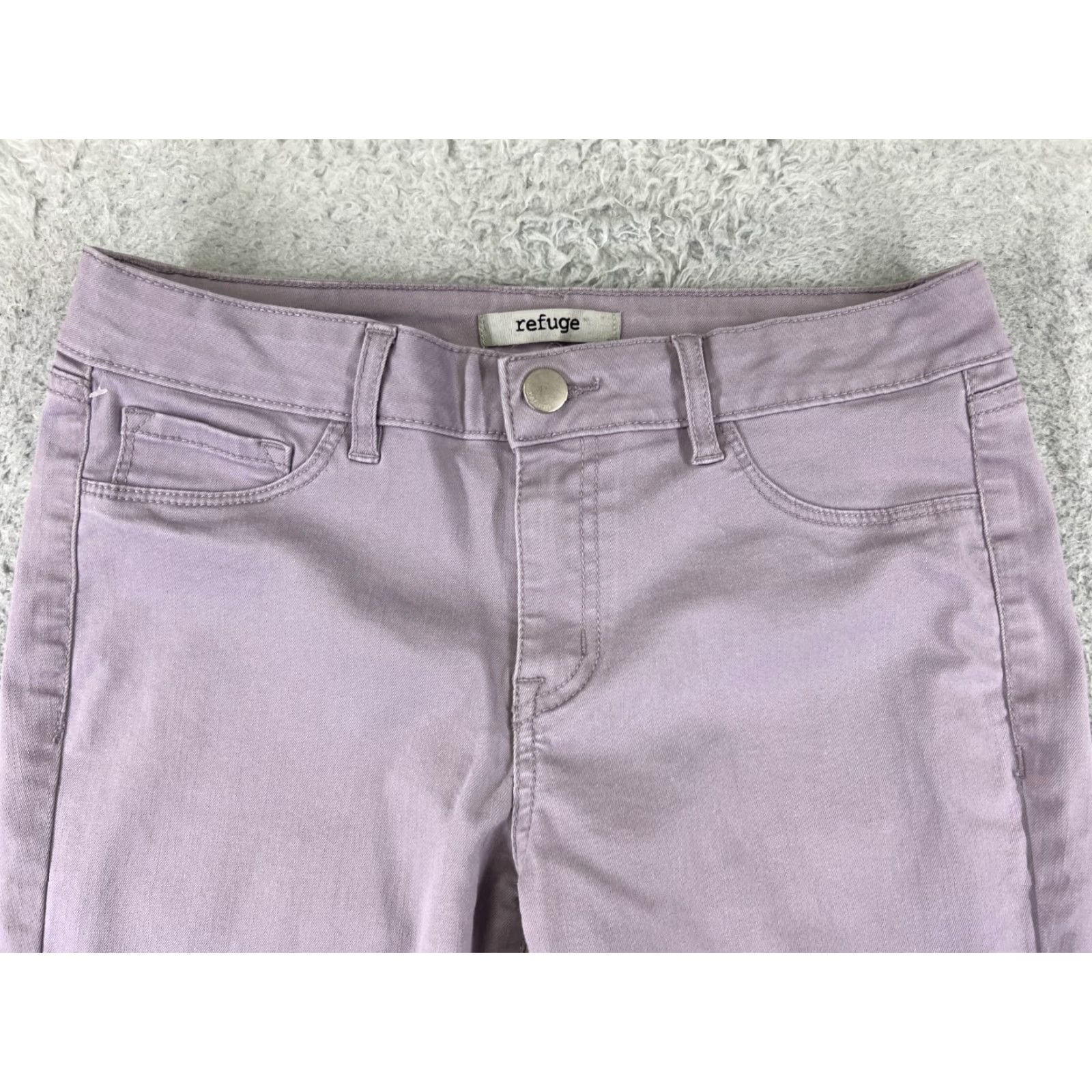 Vintage Refuge Jeans Womens 6 Purple Denim Skinny Low Rise 27x27 Cotton Blend 5-Pocket Embroidered Stretch Size 28" / US 6 / IT 42 - 4 Thumbnail
