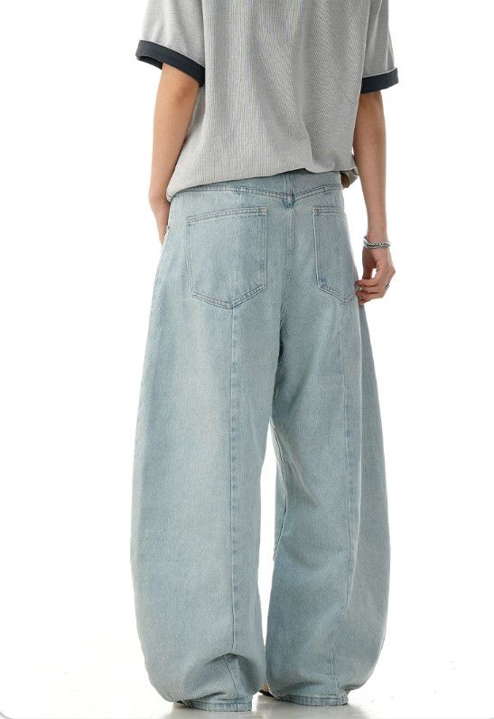 Jean Men's loose straight wide-leg casual blue scimitar jeans Size US 32 / EU 48 - 4 Thumbnail