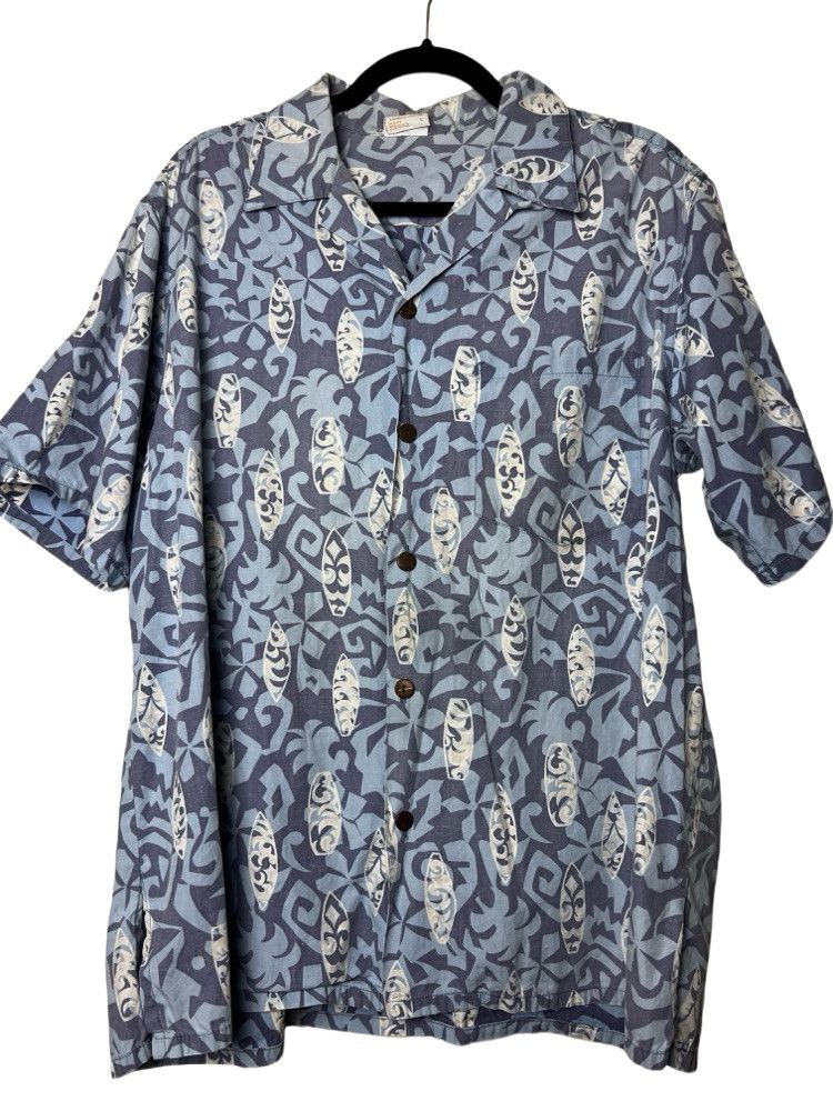 Vintage Vntg 80s Hawaii Aloha Shirt : Barefoot in Paradise Surfboard Size US L / EU 52-54 / 3 - 1 Thumbnail